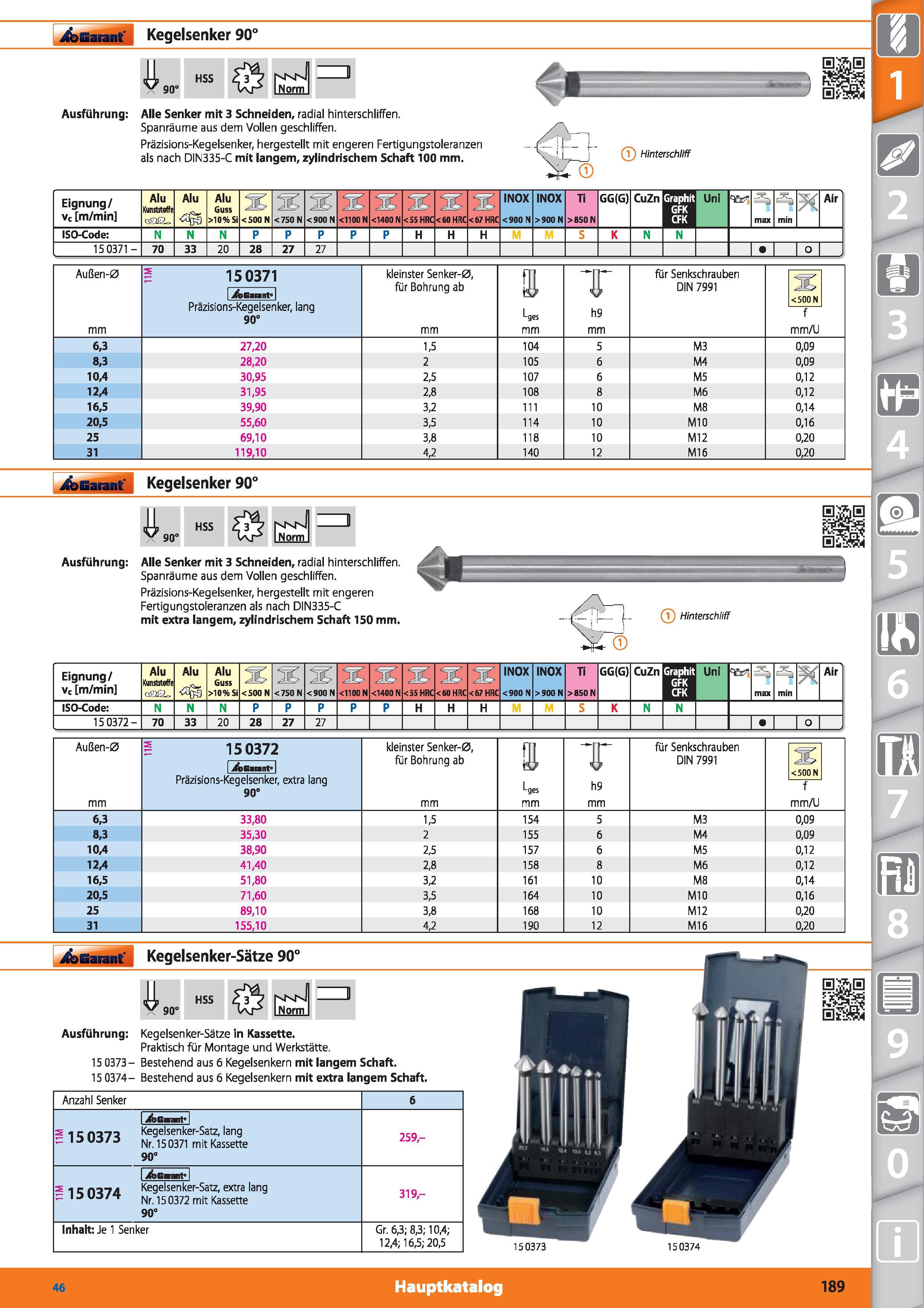 189 Garant Kegelsenker 90° II HSS hMvl T 90° iNorm Ausführung Alle Senker mit 3 Schneiden, radial hinterschliffen Spanräume aus dem Vollen gesch Каталог HOFFMANN GROUP 2015 Инструмент режущий слесарный измерительный абразивный Оборудование Комплексные поставки для промышленных предприятий DEU Стр. 189