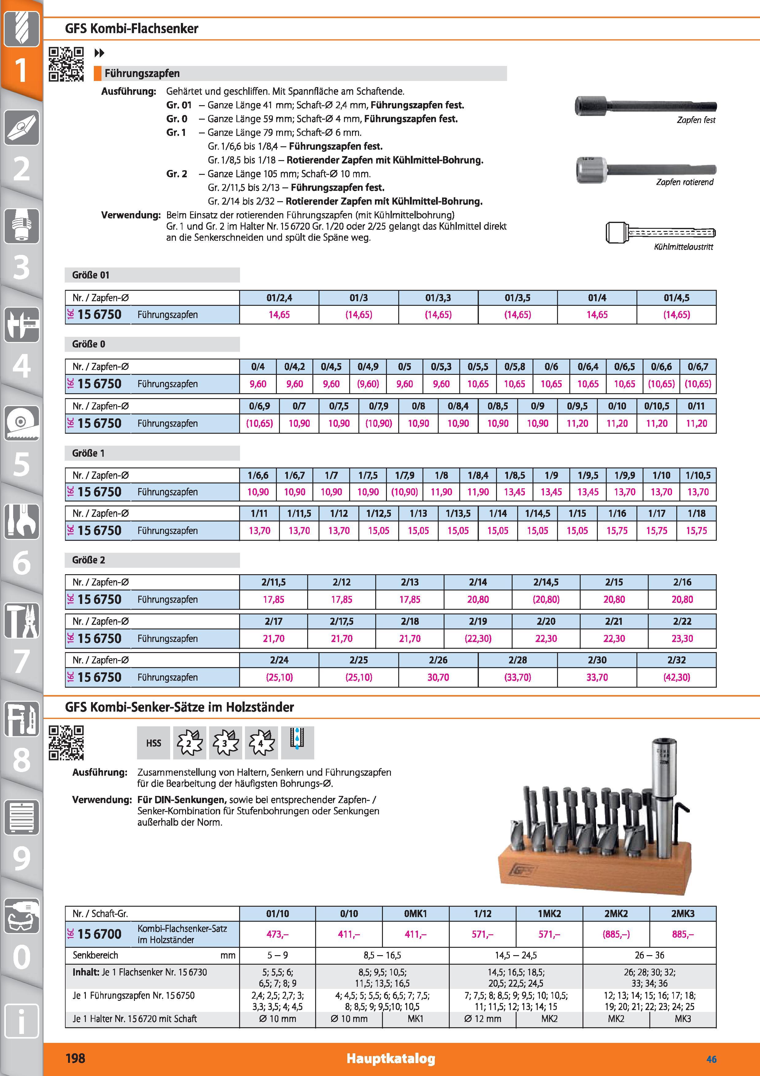 198 GFS Kombi-Flachsenker Führungszapfen Ausführung Gehärtet und geschliffen Mit Spannfläche am Schaftende Gr 01 - Ganze Länge 41 mm; Schaft-0 2 Каталог HOFFMANN GROUP 2015 Инструмент режущий слесарный измерительный абразивный Оборудование Комплексные поставки для промышленных предприятий DEU Стр. 198