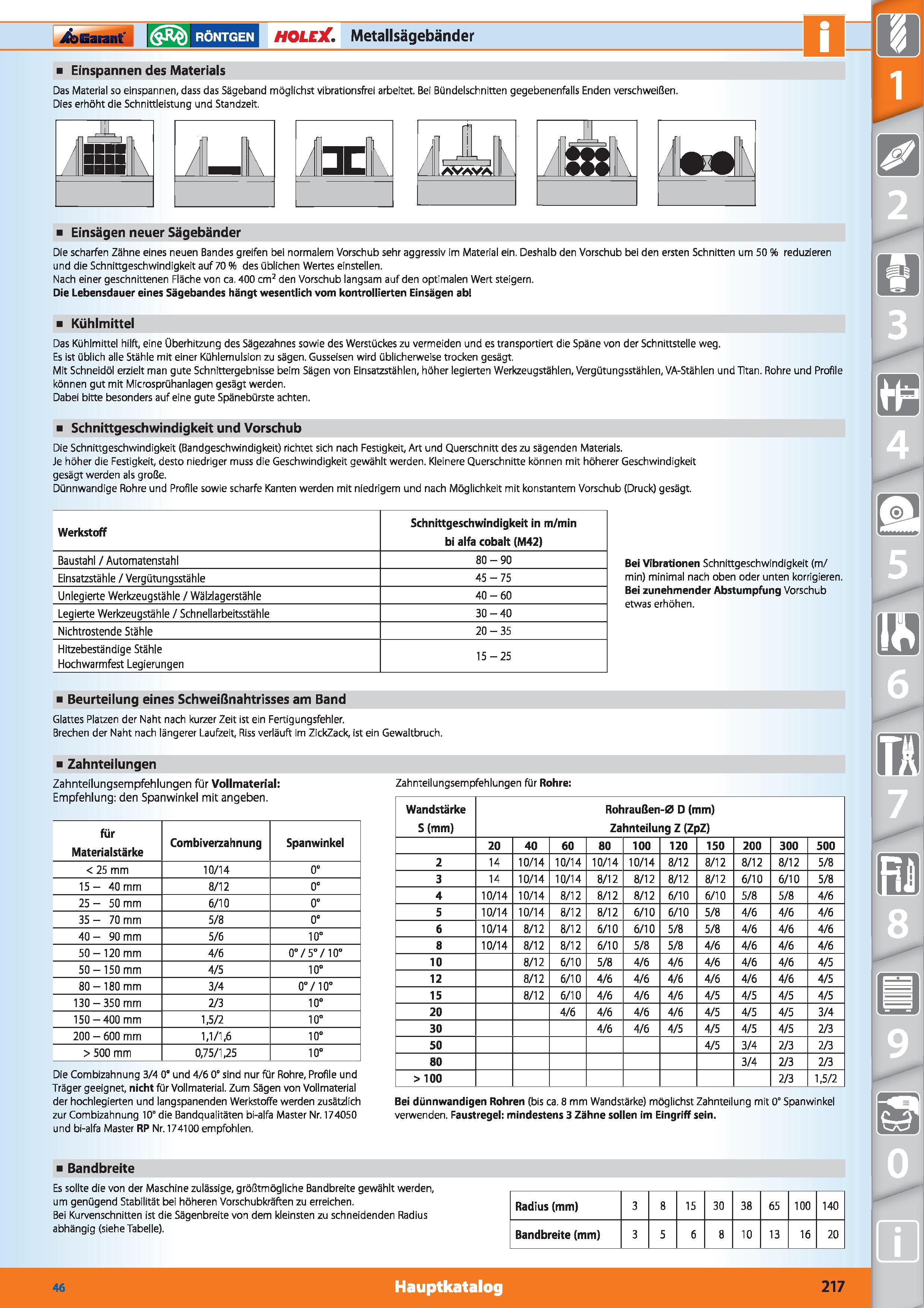 217 J&Garantf RÖNTGEN HOLEX Metallsägebänder am Einspannen des Materials Das Material so einspannen, dass das Sägeband möglichst vibrationsfrei Каталог HOFFMANN GROUP 2015 Инструмент режущий слесарный измерительный абразивный Оборудование Комплексные поставки для промышленных предприятий DEU Стр. 217