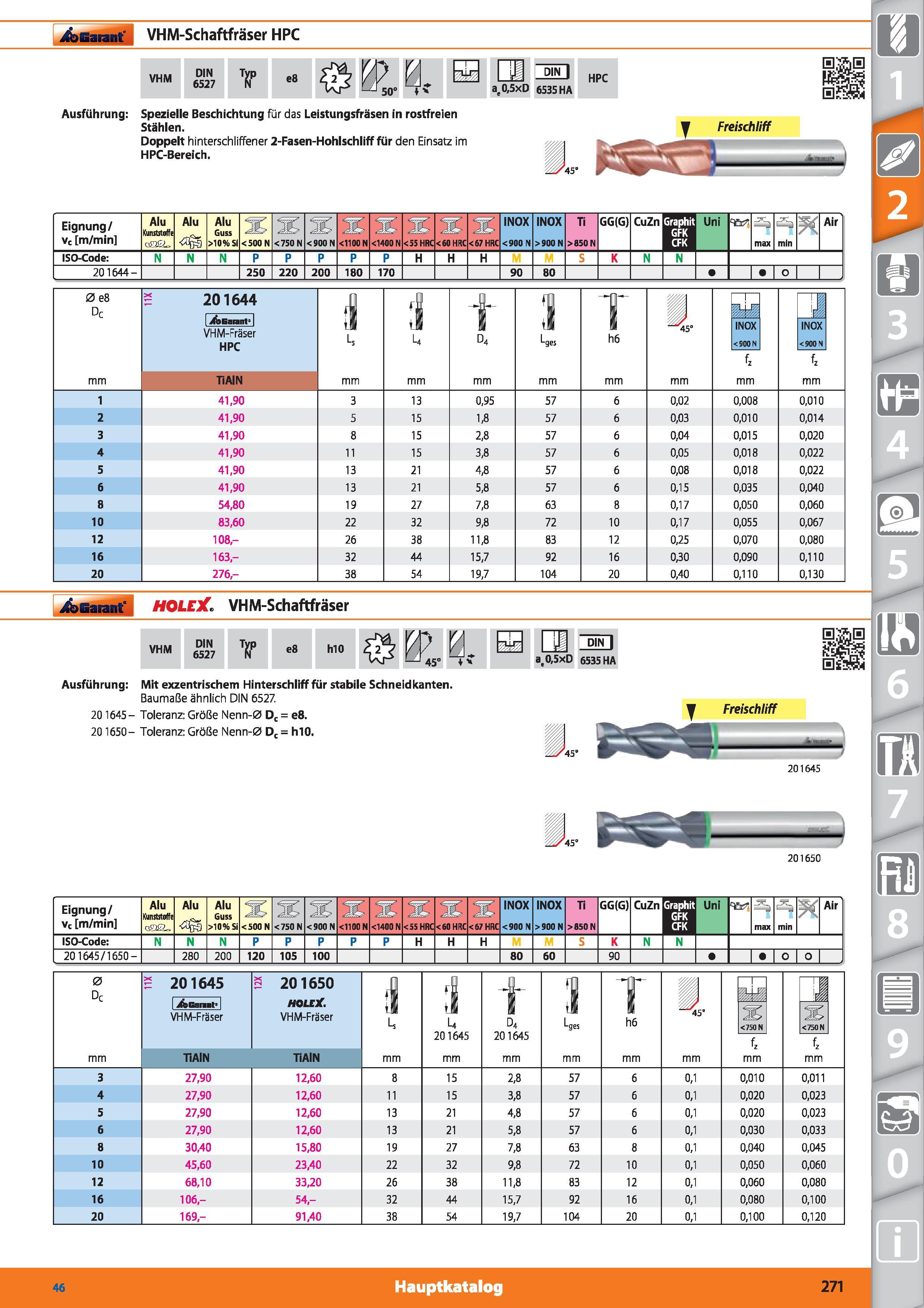 271 Garant VHM-Schaftfräser HPC VHM DIN 6527 Typ e8 ei mm Kr LJ50o ‘-j'f at0,5xD DIN 6535 HA HPC Ausführung Spezielle Beschichtung für das Leist Каталог HOFFMANN GROUP 2015 Инструмент режущий слесарный измерительный абразивный Оборудование Комплексные поставки для промышленных предприятий DEU Стр. 271