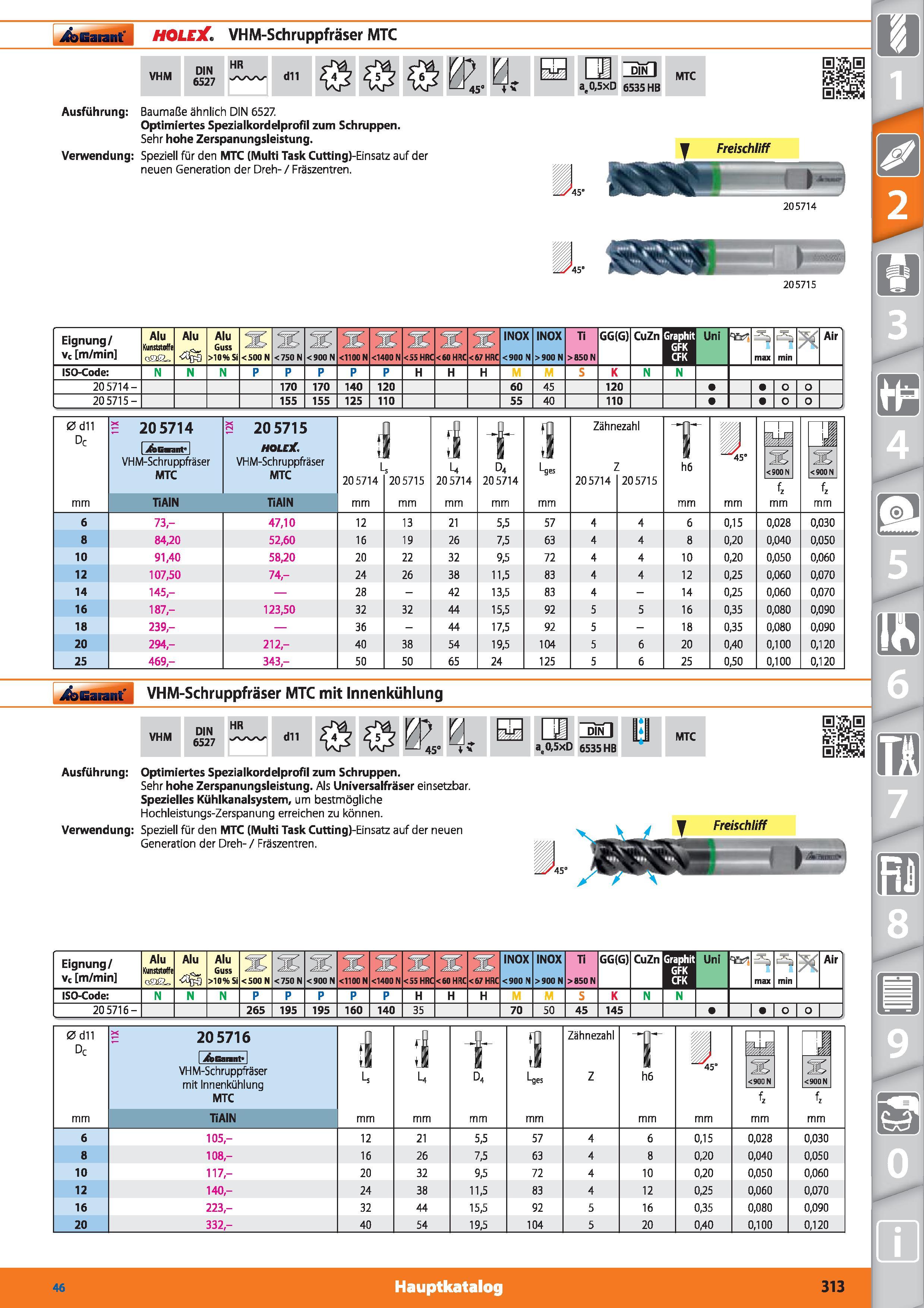 313 Garant HOLEX VHM-Schruppfräser MTC VHM DIN 6527 HR dl 1 i> 45- 0- > Pi ae0,5xD diFTI 6535 HB MTC Ausführung Baumaße ähnlich DIN 6527 Optimie Каталог HOFFMANN GROUP 2015 Инструмент режущий слесарный измерительный абразивный Оборудование Комплексные поставки для промышленных предприятий DEU Стр. 313