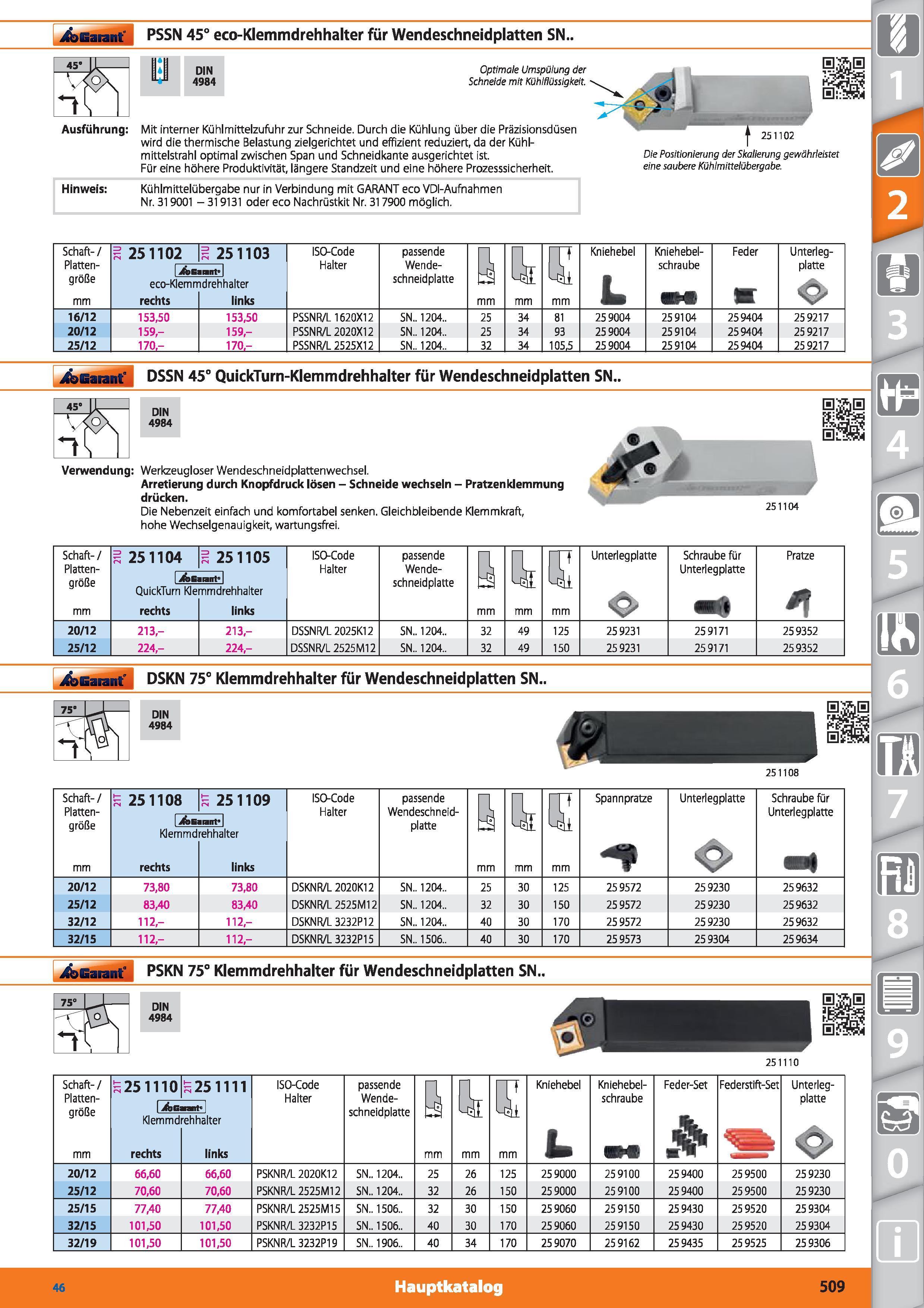 509 Garant PSSN 45° eco-Klemmdrehhalter für Wendeschneidplatten SN 1J DIN 4984 Optimale Umspülung der Schneide mit Kühlflüssigkeit Ausführung Mi Каталог HOFFMANN GROUP 2015 Инструмент режущий слесарный измерительный абразивный Оборудование Комплексные поставки для промышленных предприятий DEU Стр. 509