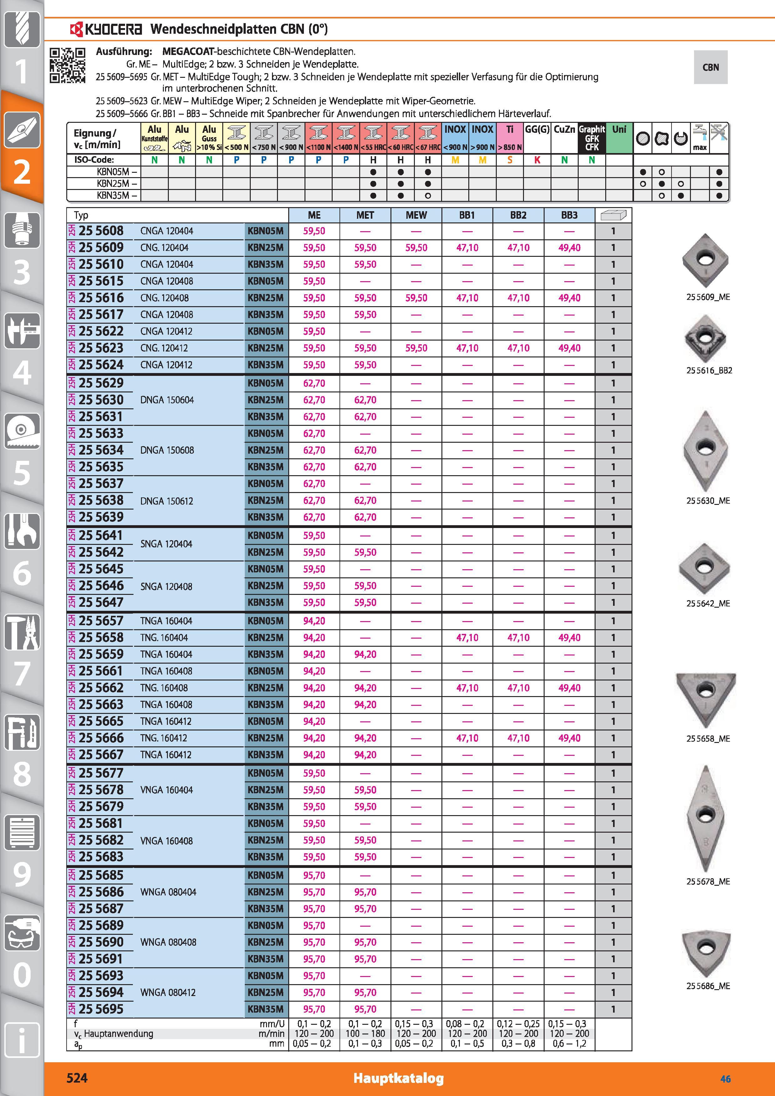 524 m 1 CgKUDCERa Wendeschneidplatten CBN (0°) CBN Ausführung MEGACOAT-beschichtete CBN-Wendeplatten Gr ME- MultiEdge; 2 bzw 3 Schneiden je Wend Каталог HOFFMANN GROUP 2015 Инструмент режущий слесарный измерительный абразивный Оборудование Комплексные поставки для промышленных предприятий DEU Стр. 524
