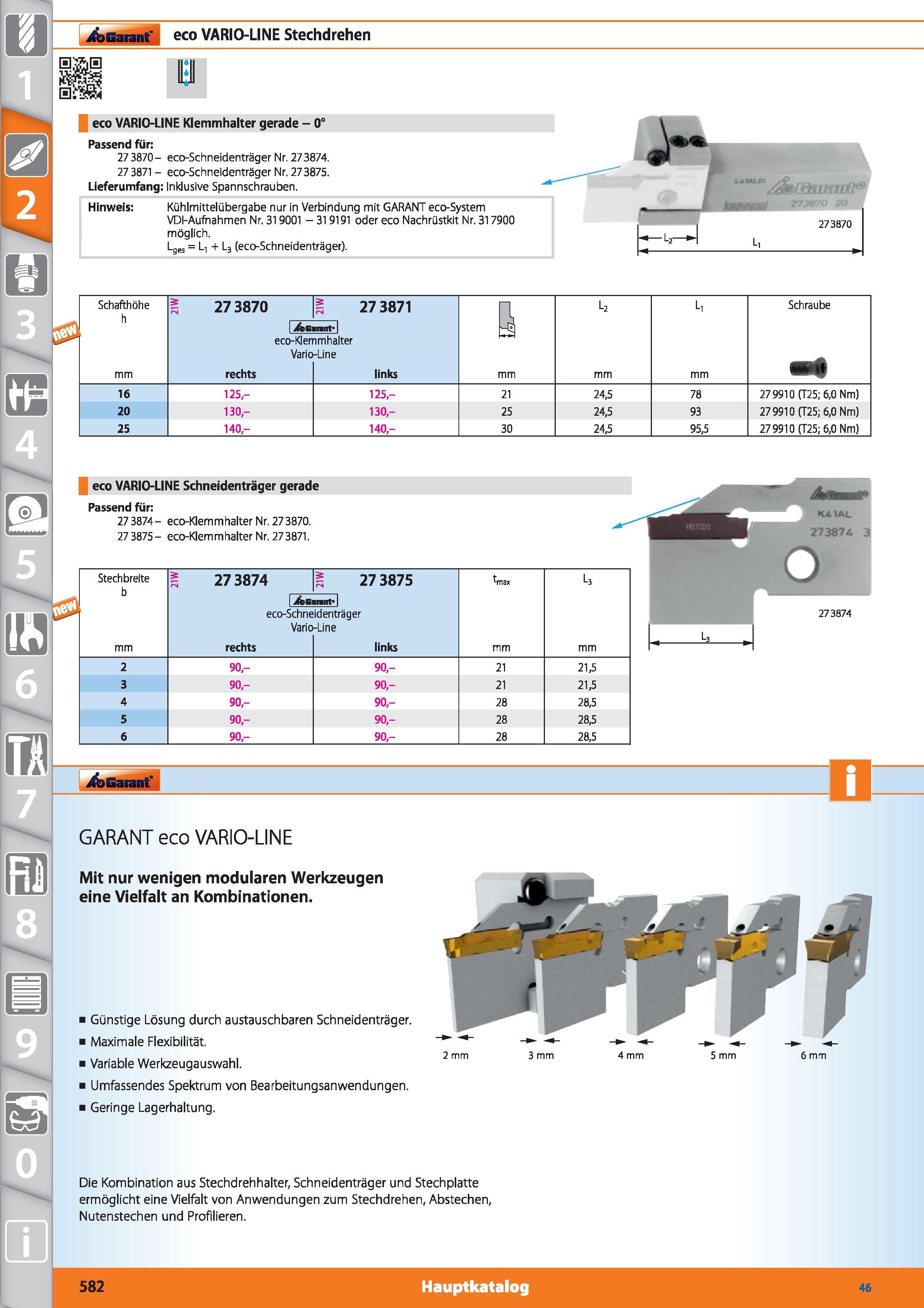582 i&>Garant' eco VARIO-LINE Stechdrehen eco VARIO-LINE Klemmhalter gerade - 0° Passend für 27 3870- eco-Schneidenträger Nr 273874 27 3871 - ec Каталог HOFFMANN GROUP 2015 Инструмент режущий слесарный измерительный абразивный Оборудование Комплексные поставки для промышленных предприятий DEU Стр. 582