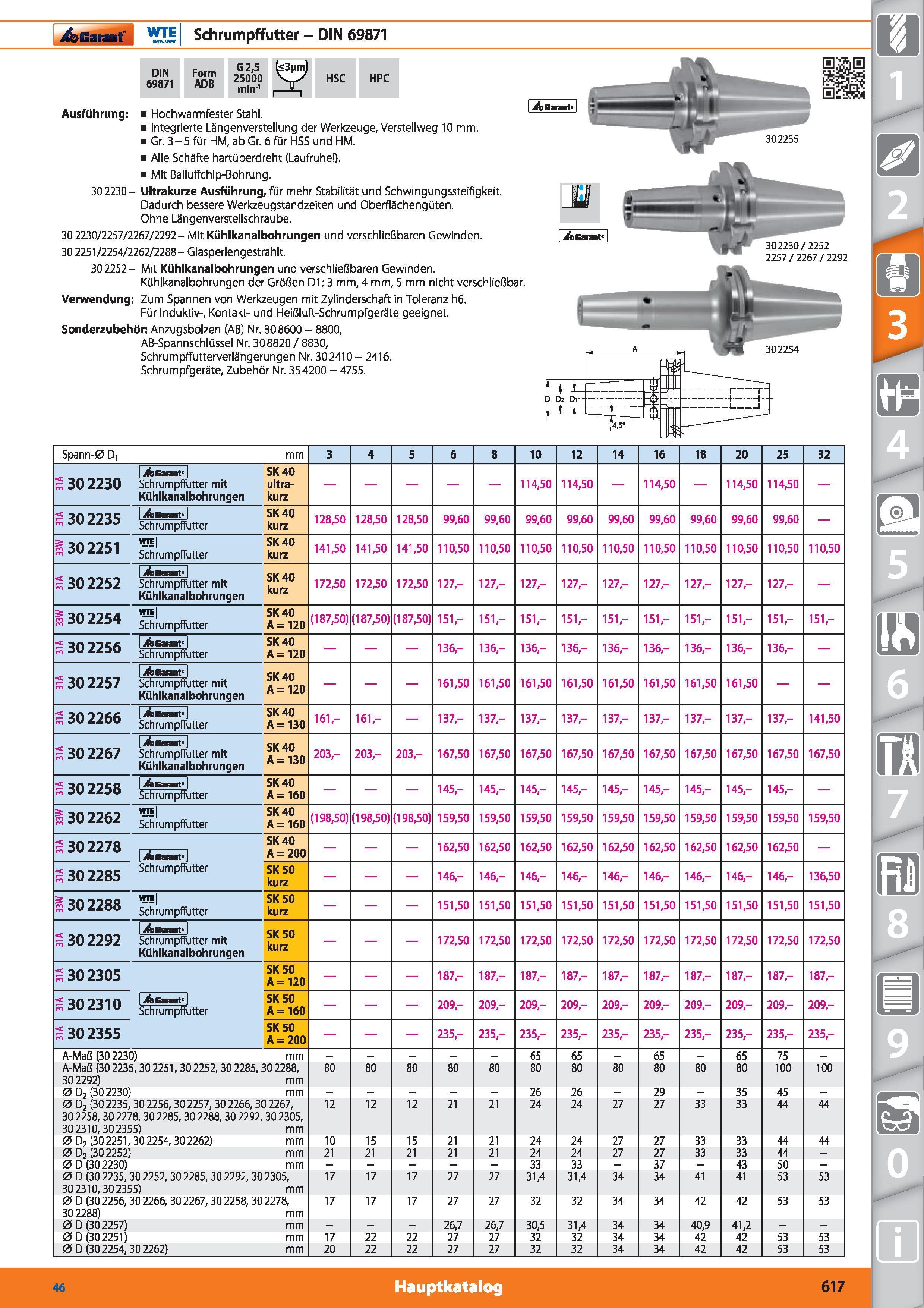 617 üocaranf WTE Schrumpffutter - DIN 69871 DIN 69871 Form ADB G 2,5 25000 min'1 HSC HPC Ausführung Hochwarmfester Stahl Integrierte Längenverst Каталог HOFFMANN GROUP 2015 Инструмент режущий слесарный измерительный абразивный Оборудование Комплексные поставки для промышленных предприятий DEU Стр. 617