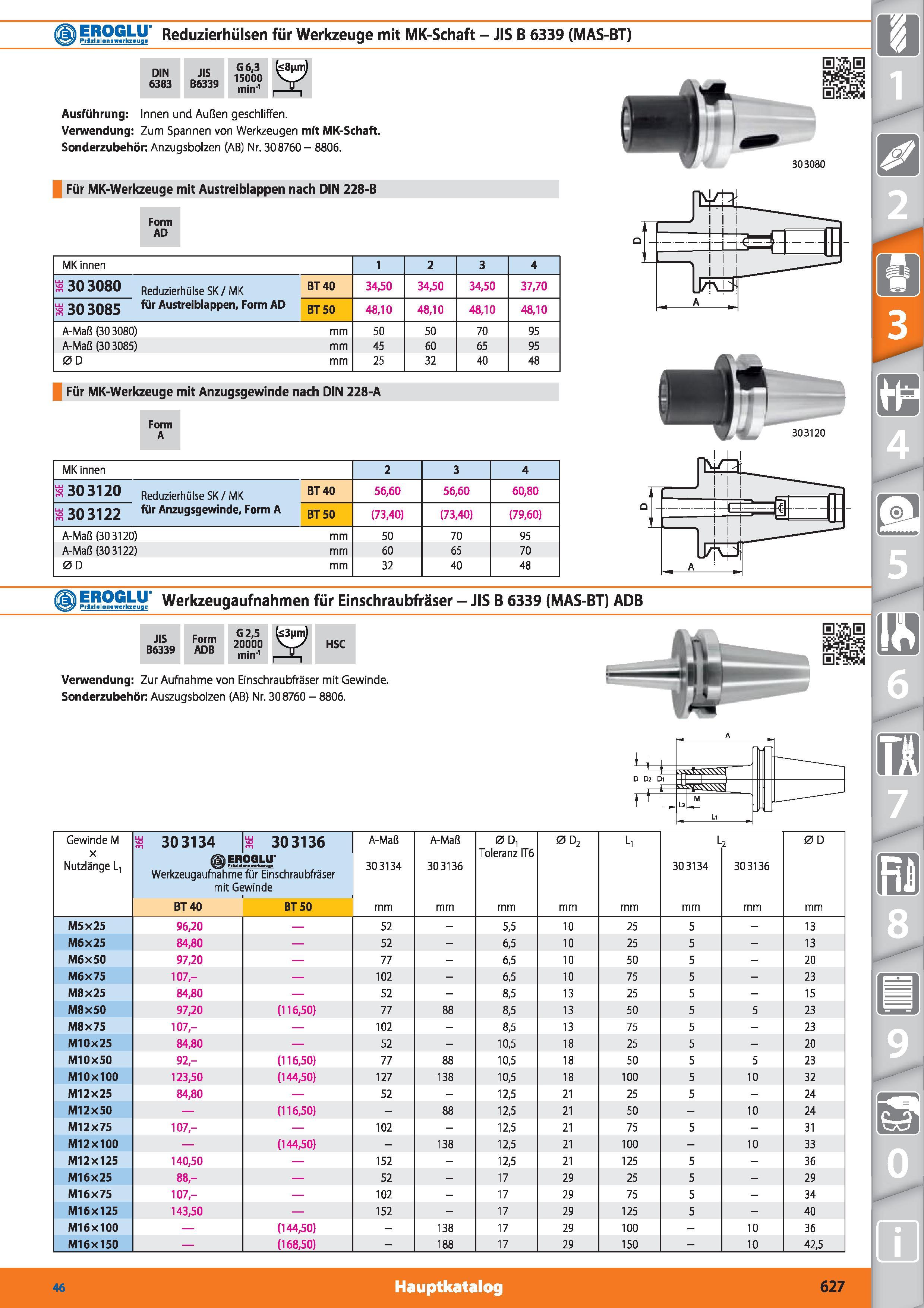 627 I Reduzierhülsen für Werkzeuge mit MK-Schaft - JIS B 6339 (MAS-BT) DIN 6383 JIS B6339 G6,3 15000 min'1 Ausführung Innen und Außen geschliffe Каталог HOFFMANN GROUP 2015 Инструмент режущий слесарный измерительный абразивный Оборудование Комплексные поставки для промышленных предприятий DEU Стр. 627
