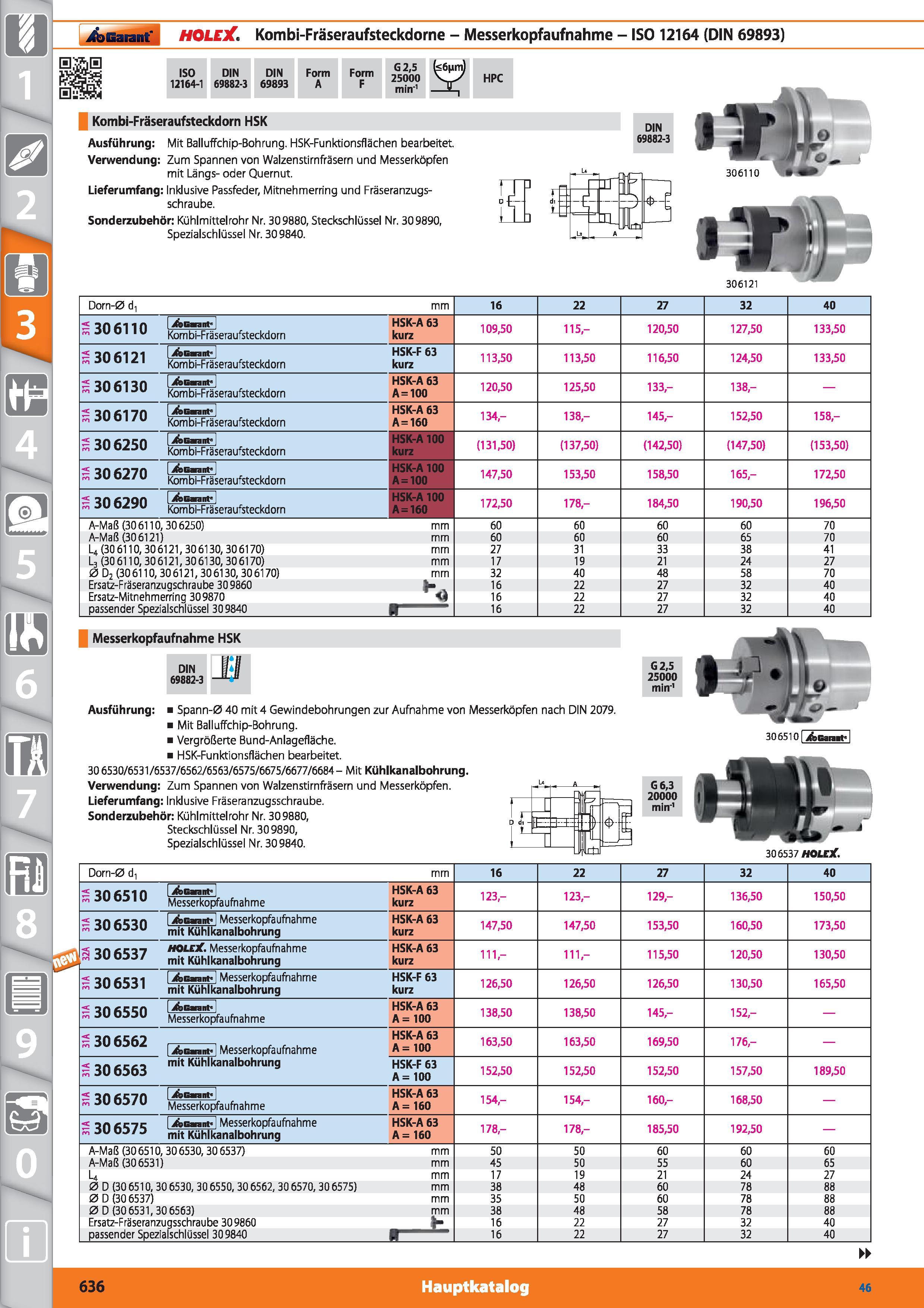 636 m 1 Garant HOLEX Kombi-Fräseraufsteckdorne - Messerkopfaufnahme - ISO 12164 (DIN 69893) ISO 12164-1 DIN 69882-3 DIN 69893 Form A Form F G2,5 Каталог HOFFMANN GROUP 2015 Инструмент режущий слесарный измерительный абразивный Оборудование Комплексные поставки для промышленных предприятий DEU Стр. 636