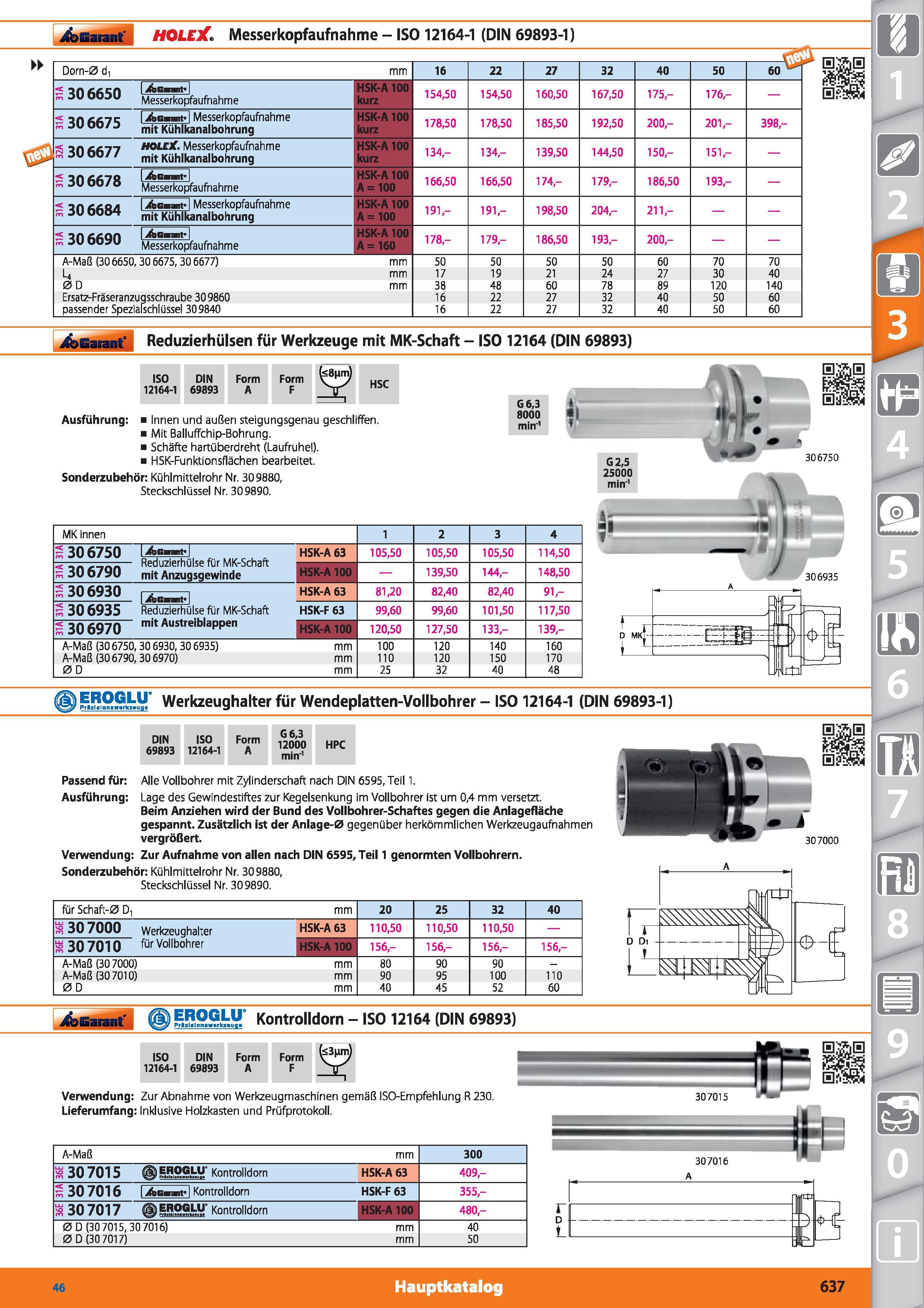 637 üocaranf HOLEX Messerkopfaufnahme - ISO 12164-1 (DIN 69893-1) Dorn-0 d mm 16 22 27 32 40 50 60 ü 30 6650 jfbGsant' HSK-A 100 kurz 154,50 154 Каталог HOFFMANN GROUP 2015 Инструмент режущий слесарный измерительный абразивный Оборудование Комплексные поставки для промышленных предприятий DEU Стр. 637