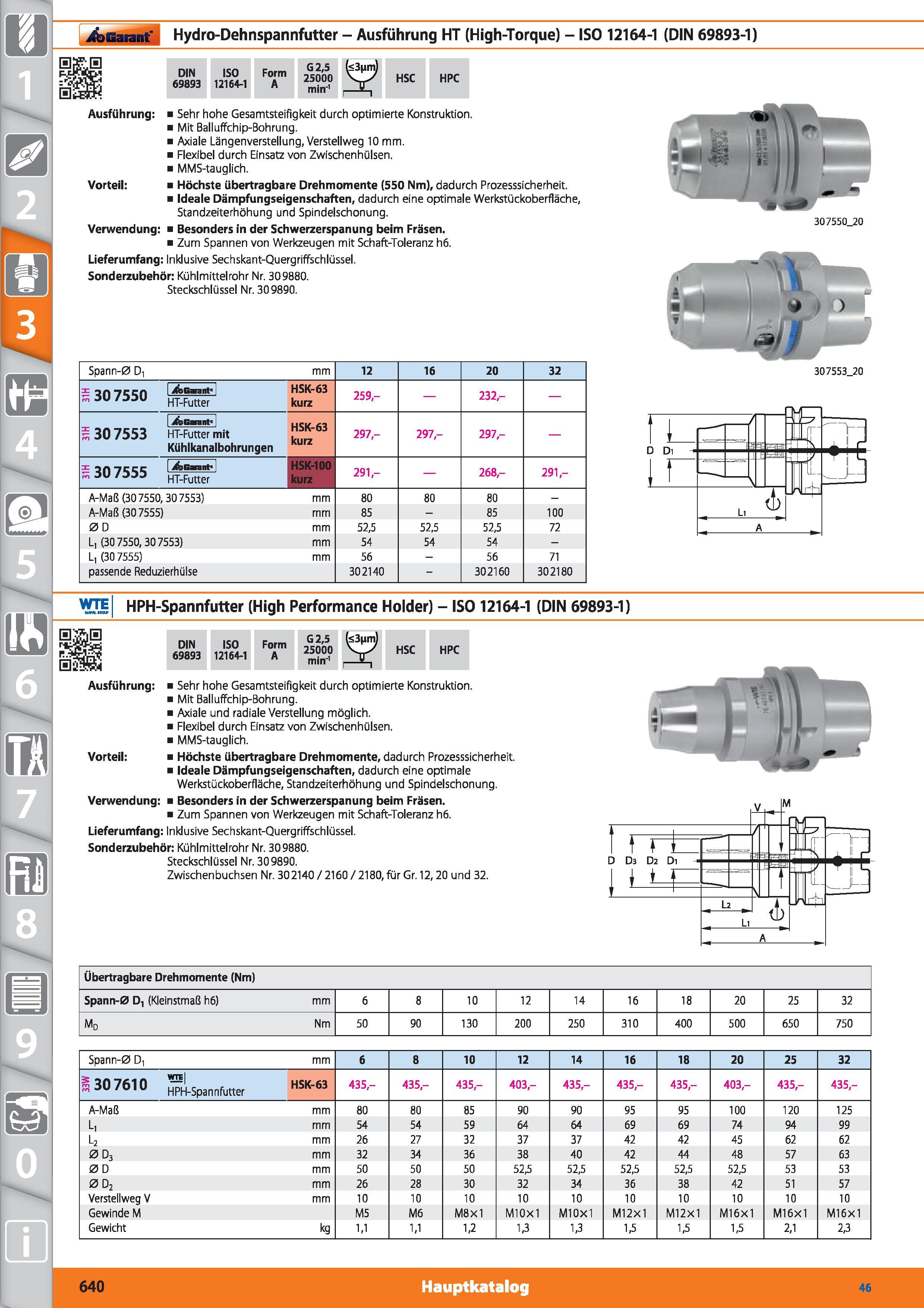 640 Garant Hydro-Dehnspannfutter - Ausführung HT (High-Torque) - ISO 12164-1 (DIN 69893-1) DIN 69893 ISO 12164-1 Form A G2,5 25000 min'1 HSC HPC Каталог HOFFMANN GROUP 2015 Инструмент режущий слесарный измерительный абразивный Оборудование Комплексные поставки для промышленных предприятий DEU Стр. 640