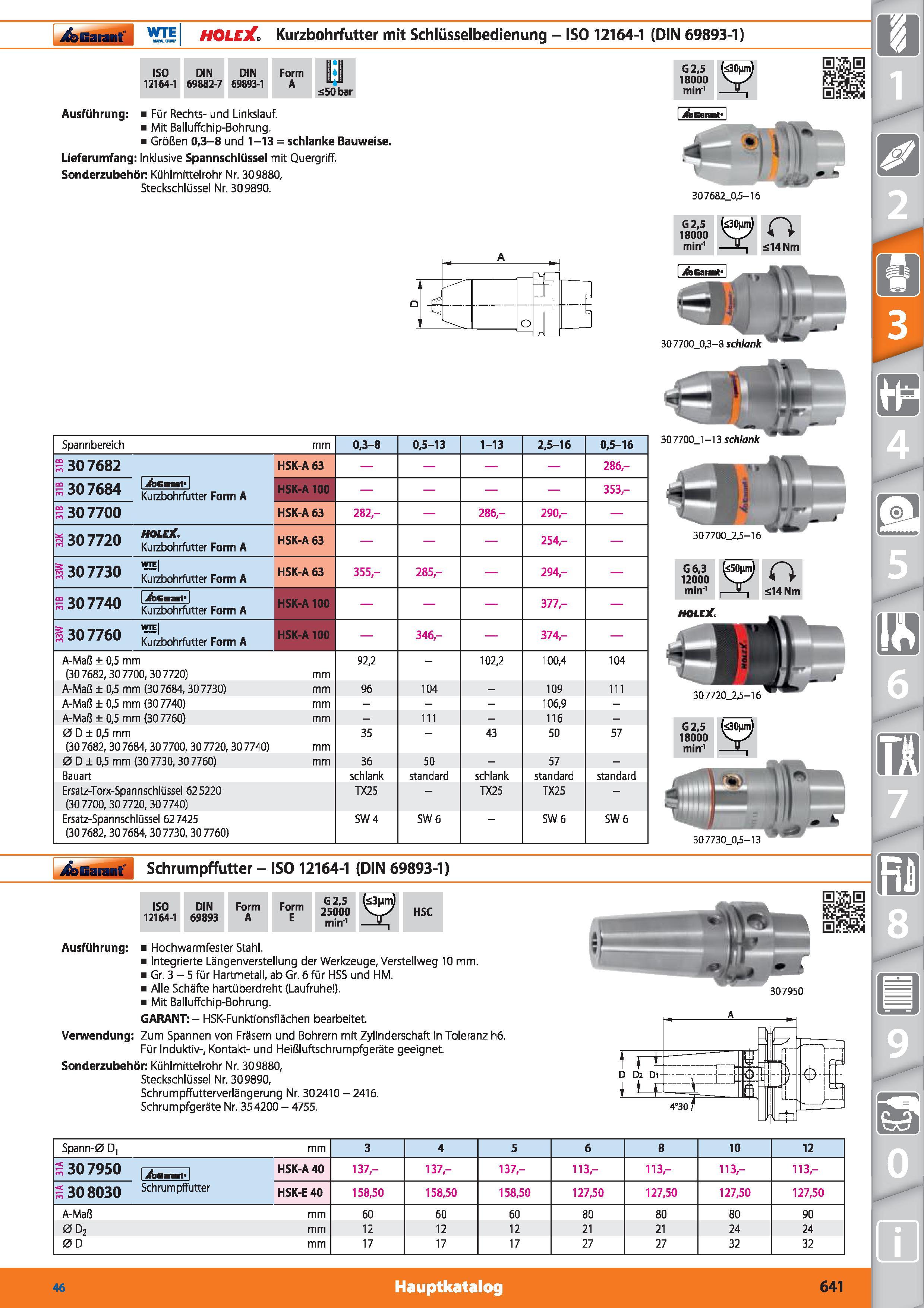 641 üocaranf WTE HOLEX Kurzbohrfutter mit Schlüsselbedienung - ISO 12164-1 (DIN 69893-1) ISO DIN DIN Form E 12164-1 69882-7 69893-1 A U il <50 b Каталог HOFFMANN GROUP 2015 Инструмент режущий слесарный измерительный абразивный Оборудование Комплексные поставки для промышленных предприятий DEU Стр. 641