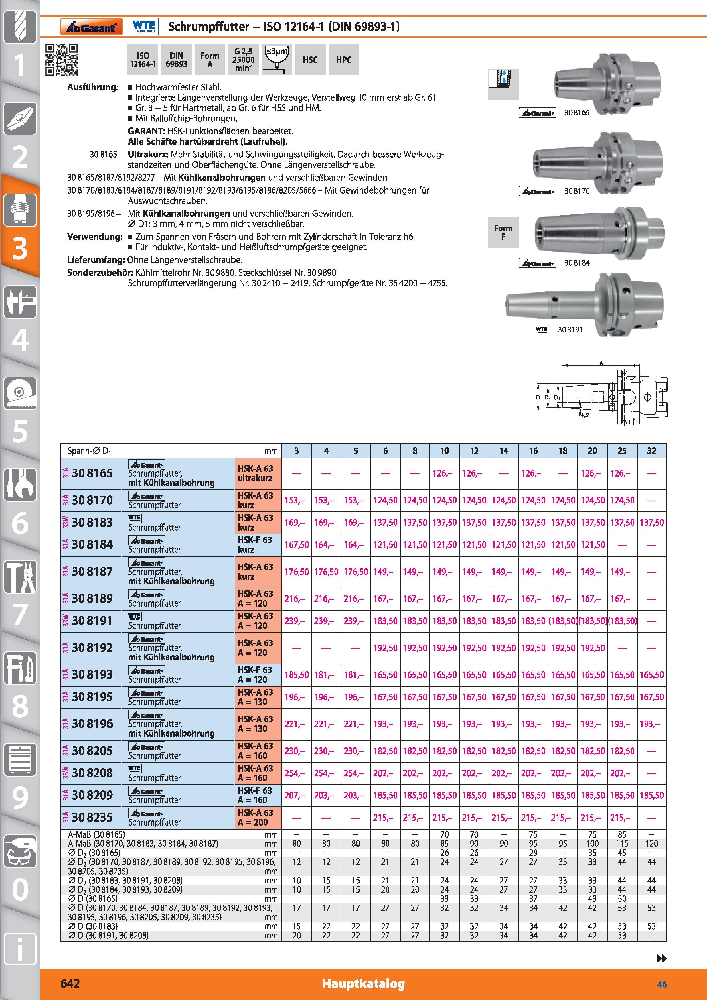 642 Garant YUI, Schrumpffutter - ISO 12164-1 (DIN 69893-1) ISO 12164-1 DIN 69893 Form A G2,5 25000 min'1 HSC HPC Ausführung Hochwarmfester Stahl Каталог HOFFMANN GROUP 2015 Инструмент режущий слесарный измерительный абразивный Оборудование Комплексные поставки для промышленных предприятий DEU Стр. 642