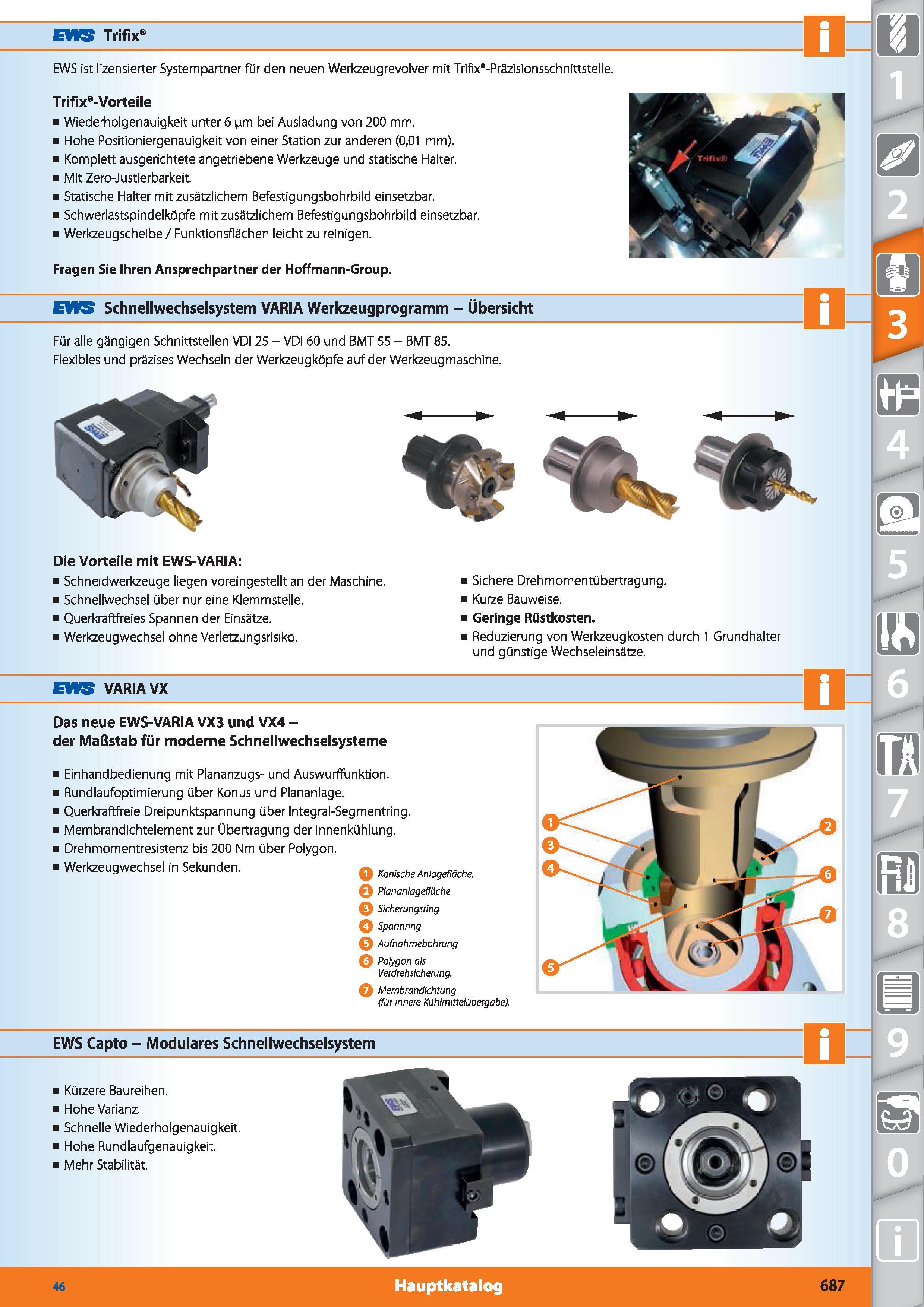 687 Hauptkatalog Trifix EWS ist lizensierter Systempartner für den neuen Werkzeugrevolver mit Trifix'-Präzisionsschnittstelle Fragen Sie Ihren A Каталог HOFFMANN GROUP 2015 Инструмент режущий слесарный измерительный абразивный Оборудование Комплексные поставки для промышленных предприятий DEU Стр. 687