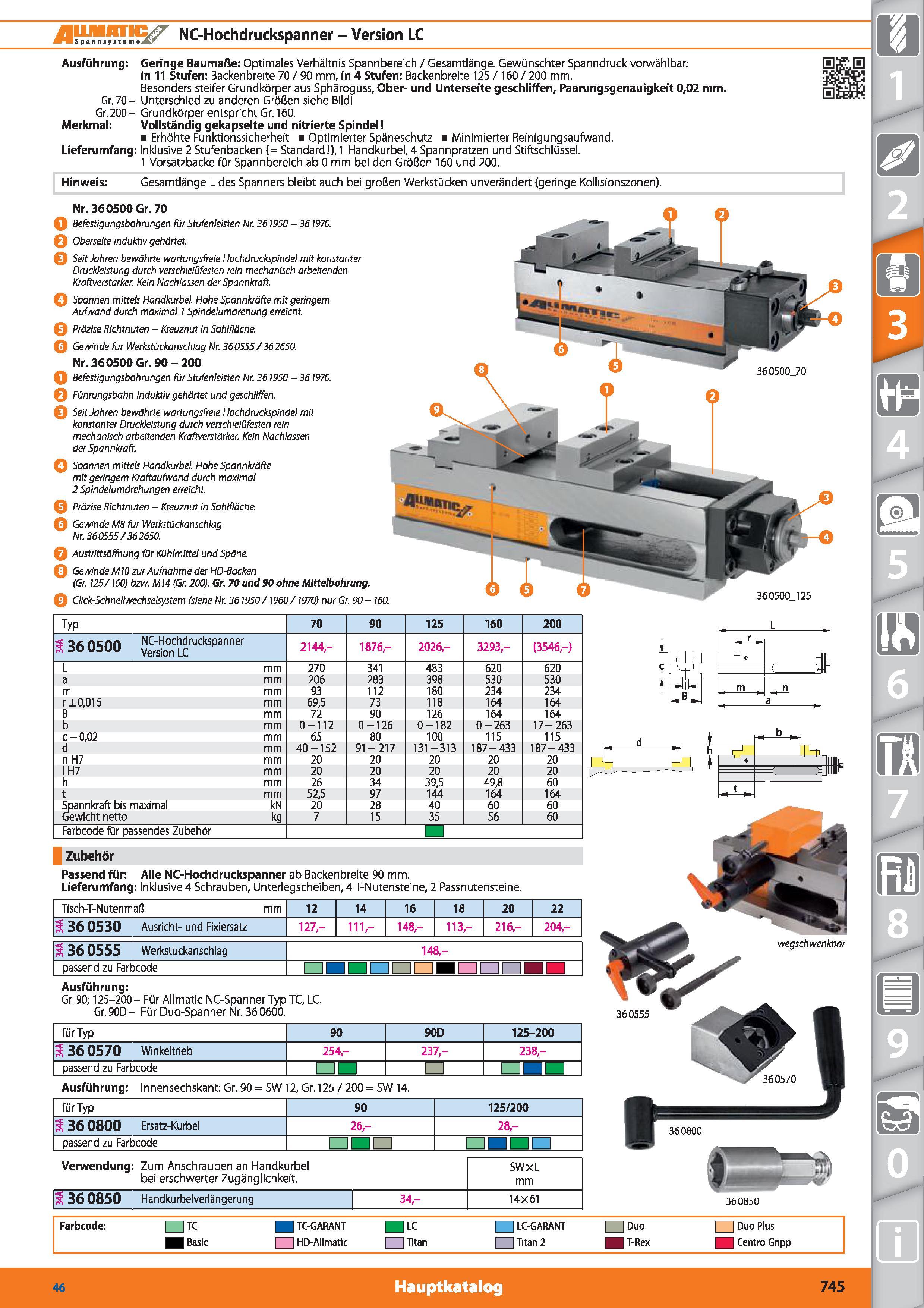 745 NC-Hochdruckspanner - Version LC Ausführung Geringe Baumaße Optimales Verhältnis Spannbereich / Gesamtlänge Gewünschter Spanndruck vonwählba Каталог HOFFMANN GROUP 2015 Инструмент режущий слесарный измерительный абразивный Оборудование Комплексные поставки для промышленных предприятий DEU Стр. 745