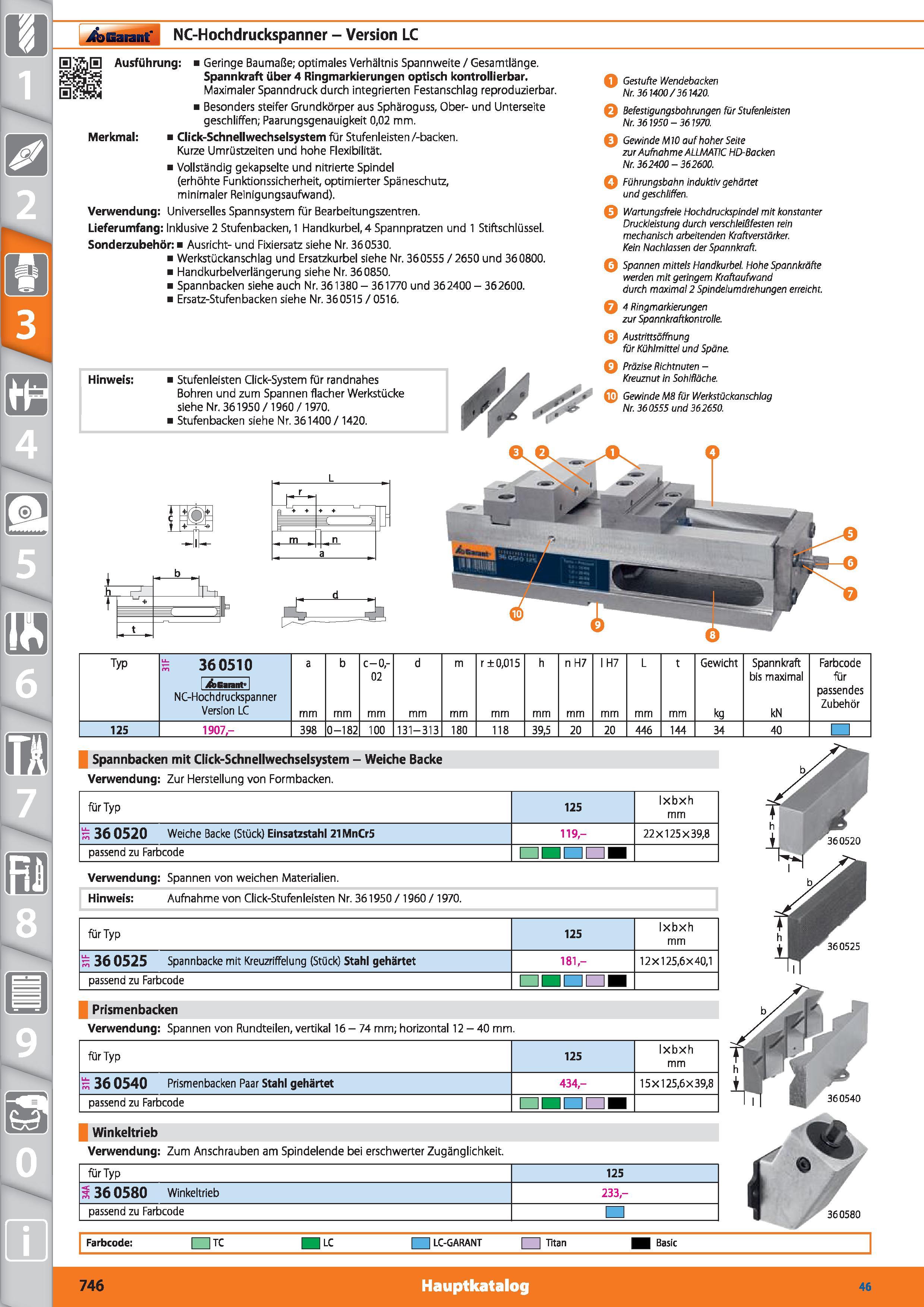 746 Garant ( NC-Hochdruckspanner - Version LC Qi Ausführung Geringe Baumaße; optimales Verhältnis Spannweite / Gesamtlänge Spannkraft über 4 Rin Каталог HOFFMANN GROUP 2015 Инструмент режущий слесарный измерительный абразивный Оборудование Комплексные поставки для промышленных предприятий DEU Стр. 746