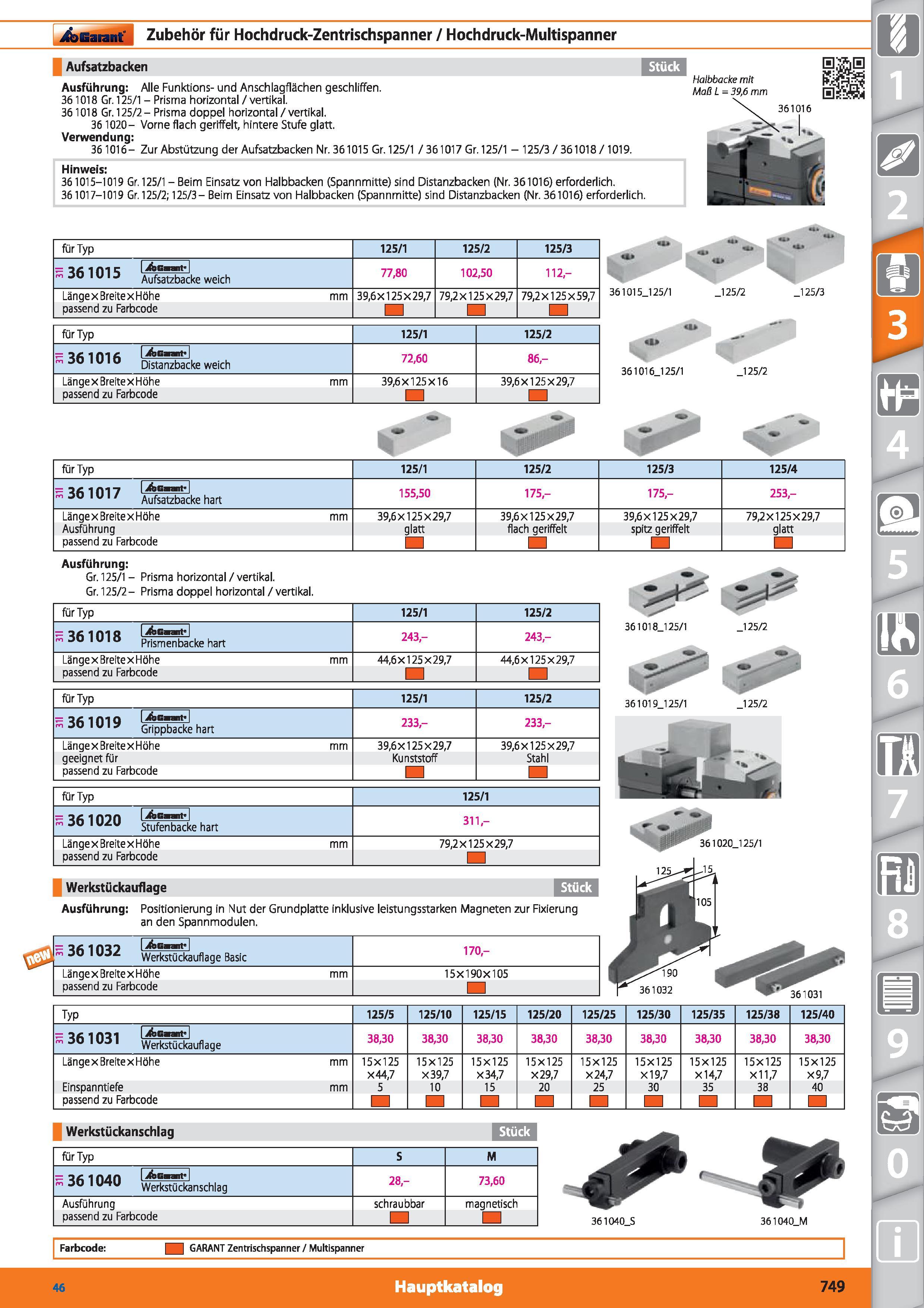 749 Garant Zubehör für Hochdruck-Zentrischspanner / Hochdruck-Multispanner Aufsatzbacken Ausführung Alle Funktions- und Anschlagflächen geschlif Каталог HOFFMANN GROUP 2015 Инструмент режущий слесарный измерительный абразивный Оборудование Комплексные поставки для промышленных предприятий DEU Стр. 749