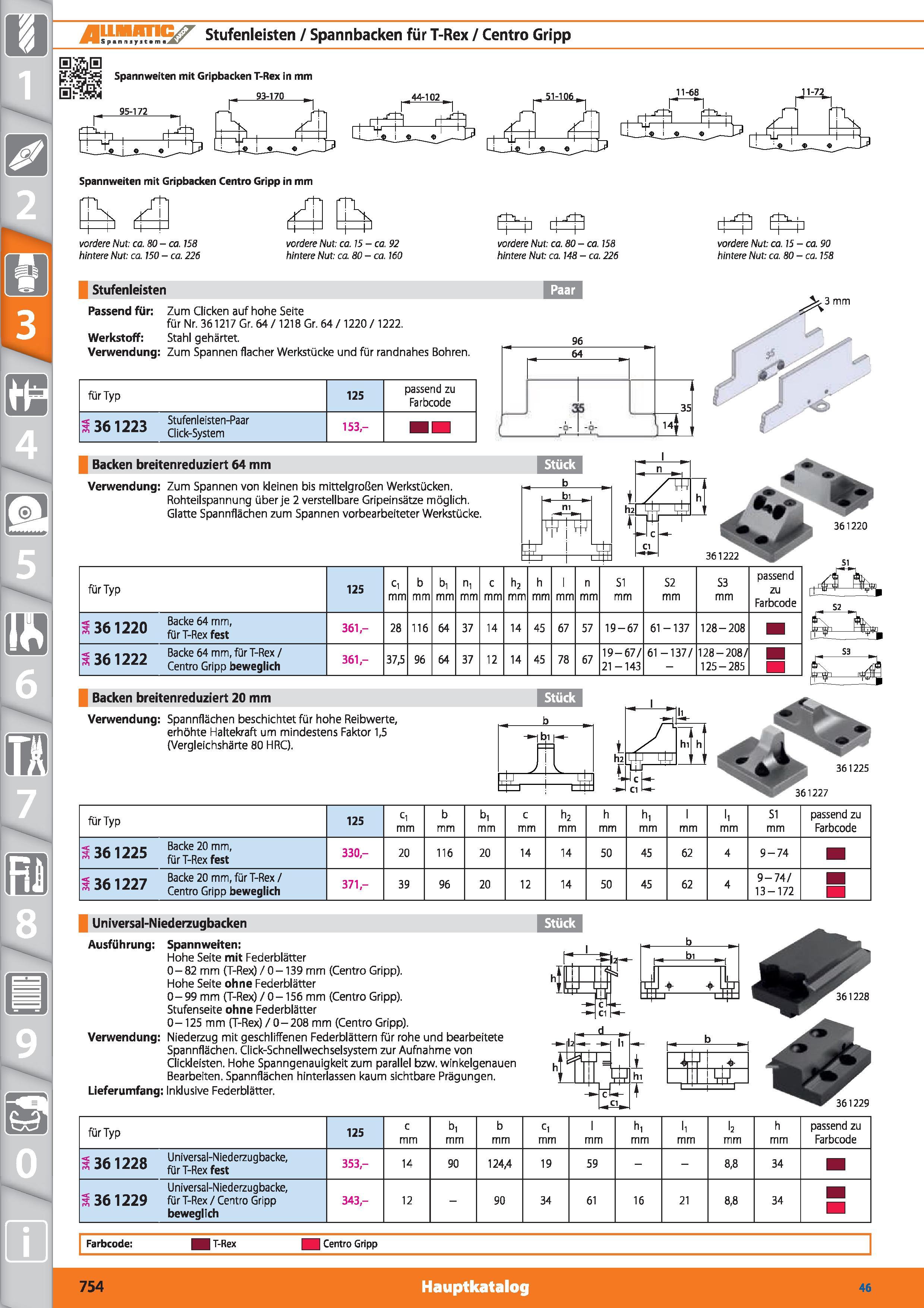 754 I Mi mumcjr Spannayitim Ar Stufenleisten / Spannbacken für T-Rex / Centro Gripp Spannweiten mit Gripbacken T-Rex in mm 01-HSM 93-170 r n 4 4 Каталог HOFFMANN GROUP 2015 Инструмент режущий слесарный измерительный абразивный Оборудование Комплексные поставки для промышленных предприятий DEU Стр. 754