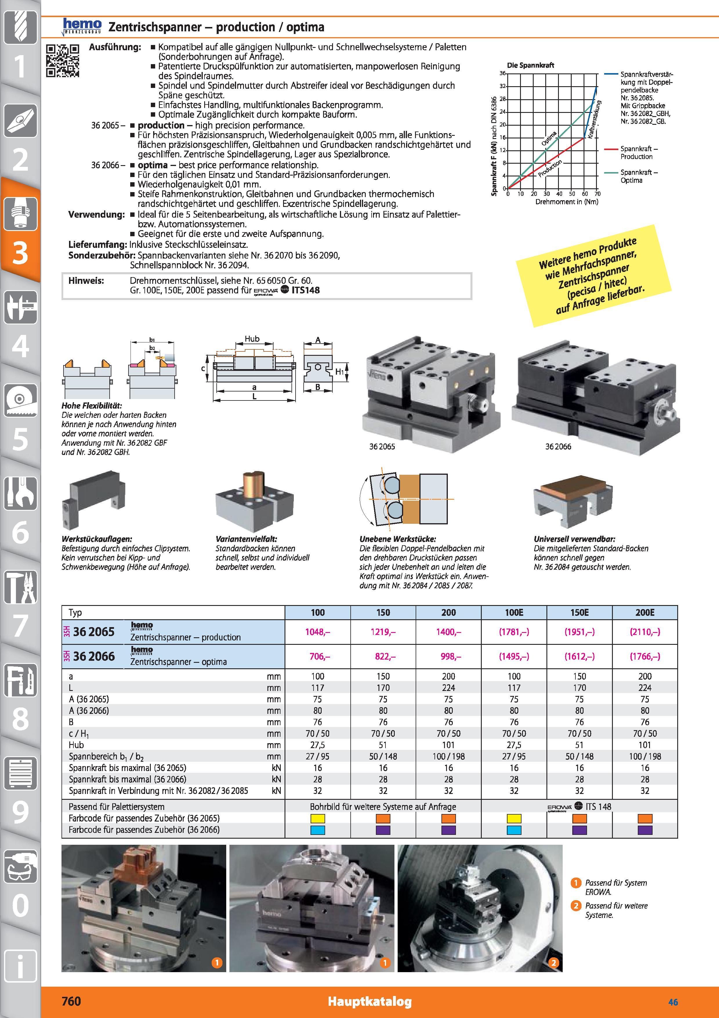 760 Jh ffijO Zentrischspanner - production / optima Ausführung Kompatibel auf alle gängigen Nullpunkt- und Schnellwechselsysteme / Paletten (Son Каталог HOFFMANN GROUP 2015 Инструмент режущий слесарный измерительный абразивный Оборудование Комплексные поставки для промышленных предприятий DEU Стр. 760