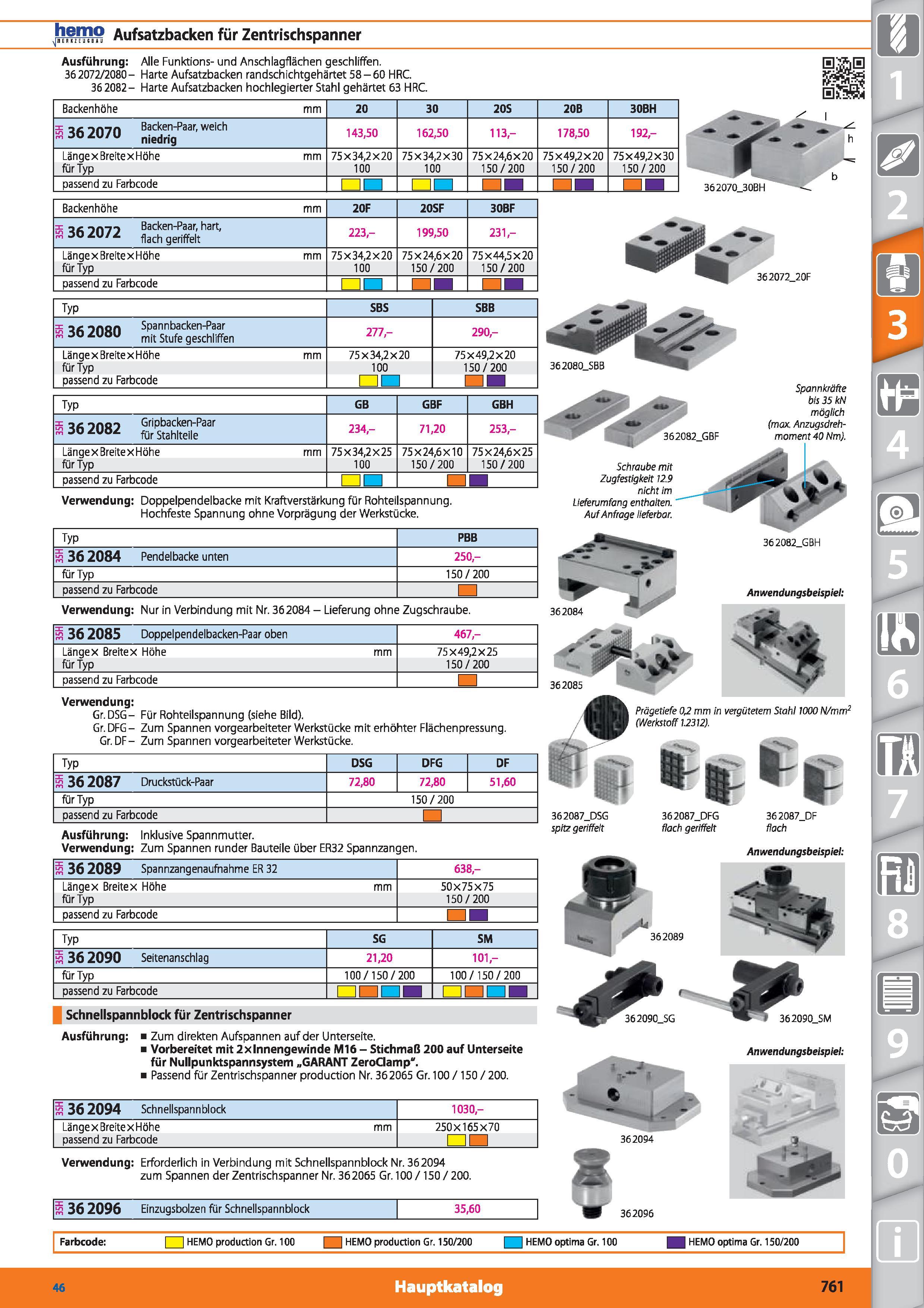 761 Jh EQO Aufsatzbacken für Zentrischspanner Ausführung Alle Funktion;- und Anschlagflächen geschliffen 362072/2080- Harte Aufsatzbacken randsc Каталог HOFFMANN GROUP 2015 Инструмент режущий слесарный измерительный абразивный Оборудование Комплексные поставки для промышленных предприятий DEU Стр. 761