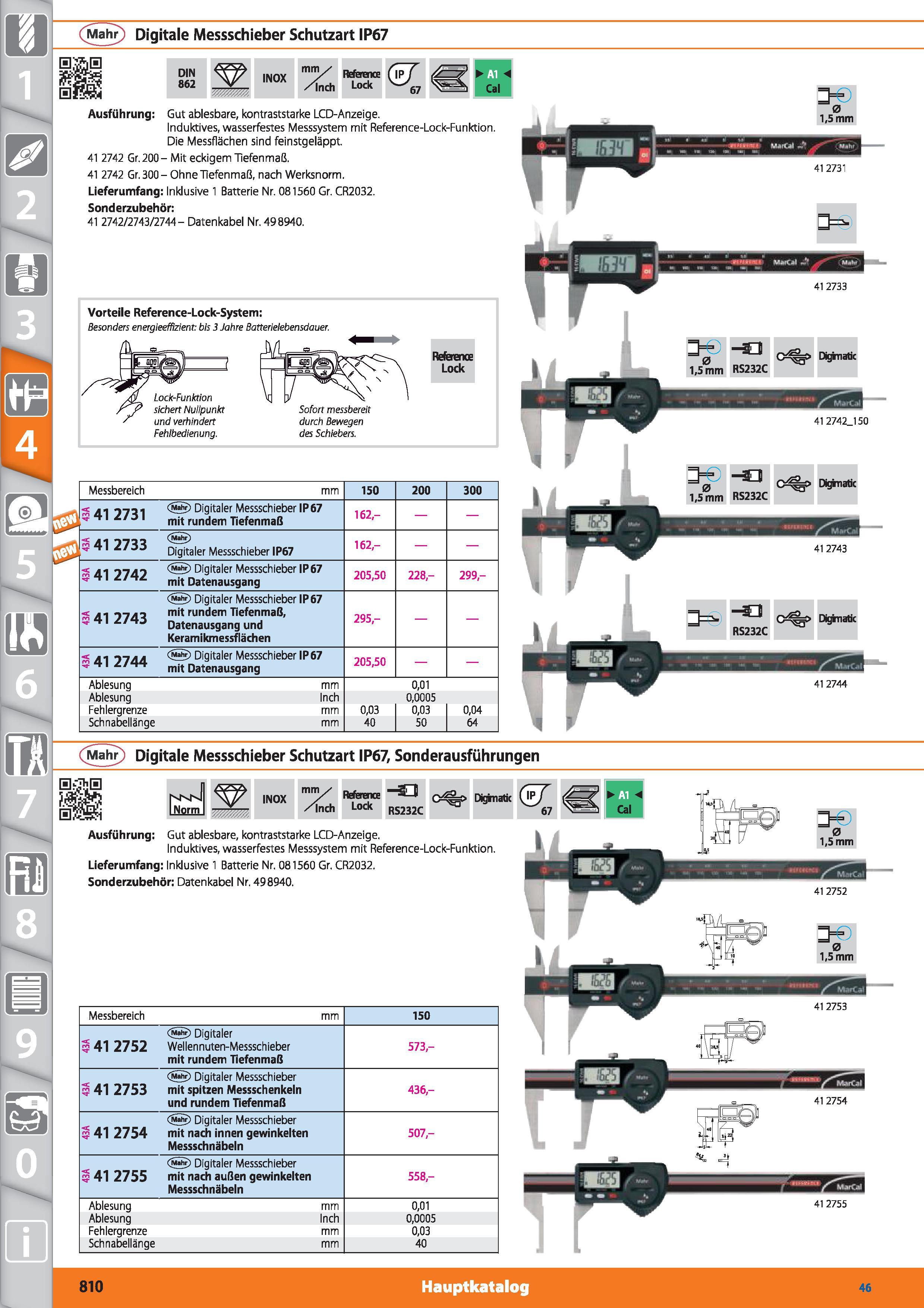 810 1 (Mahr) Digitale Messschieber Schutzart IP67 DIN 862 INOX mm/ /Inch Reference Lock (ET 67 Ausführung Gut ablesbare, kontraststarke LCD-Anze Каталог HOFFMANN GROUP 2015 Инструмент режущий слесарный измерительный абразивный Оборудование Комплексные поставки для промышленных предприятий DEU Стр. 810