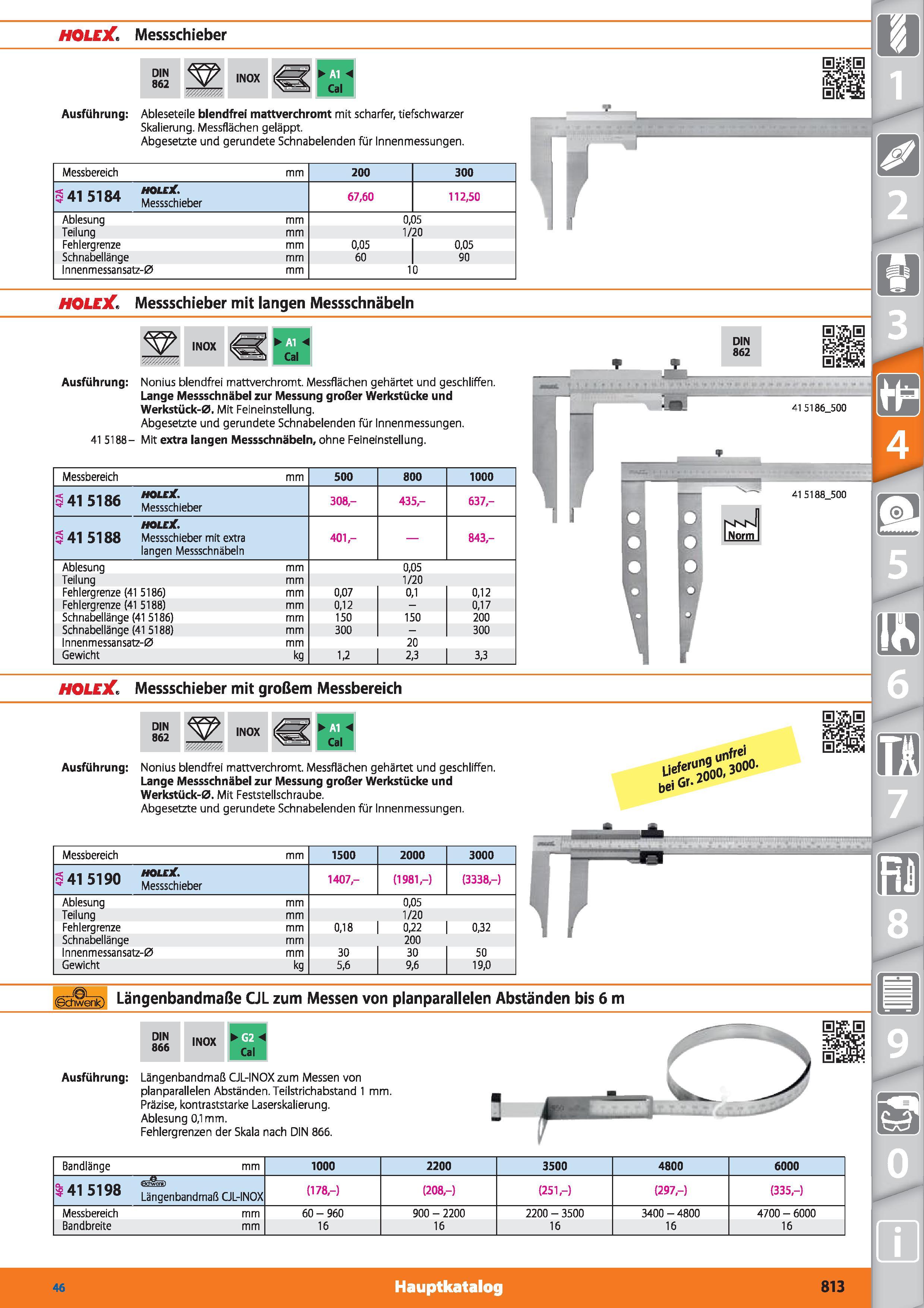 813 HOLEX Messschieber DIN 862 INOX Ausführung Ableseteile blendfrei mattverchromt mit scharfer, tiefschwarzer Skalierung Messflächen geläppt Ab Каталог HOFFMANN GROUP 2015 Инструмент режущий слесарный измерительный абразивный Оборудование Комплексные поставки для промышленных предприятий DEU Стр. 813