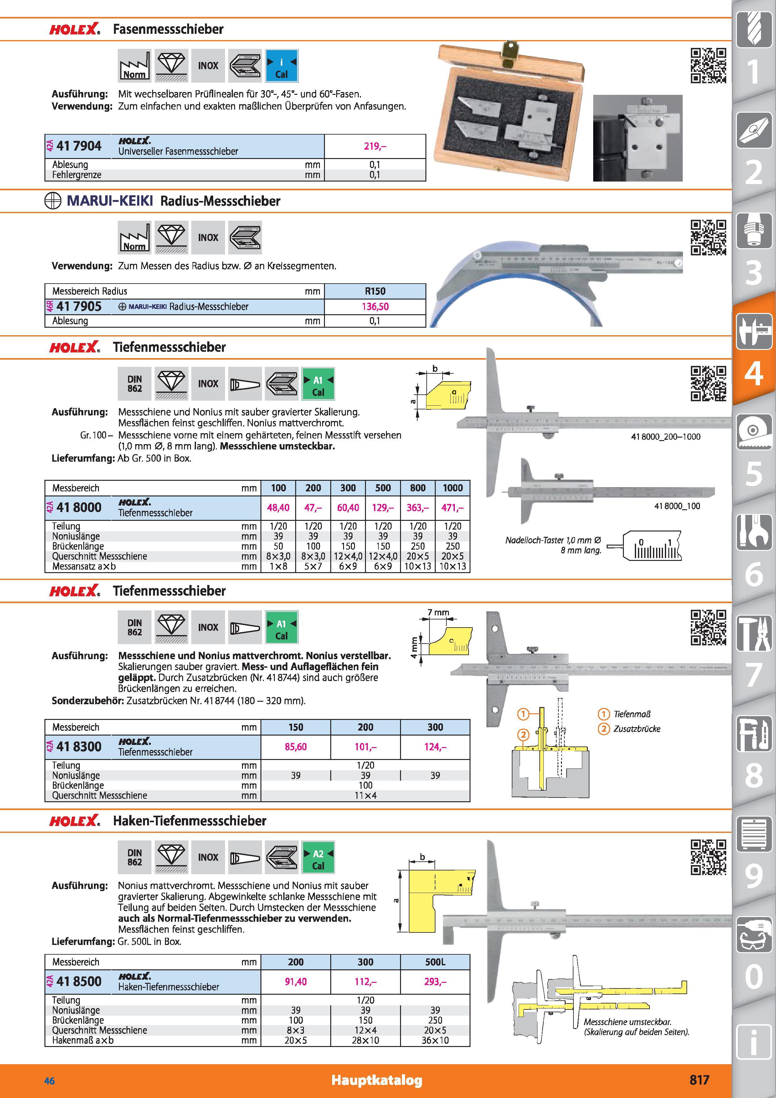 817 HOLEX Fasenmessschieber mvn( iNorinJ INOX Cal Ausführung Mit wechselbaren Prüflinealen für 30°-, 45”- und 60°-Fasen Verwendung Zum einfachen Каталог HOFFMANN GROUP 2015 Инструмент режущий слесарный измерительный абразивный Оборудование Комплексные поставки для промышленных предприятий DEU Стр. 817