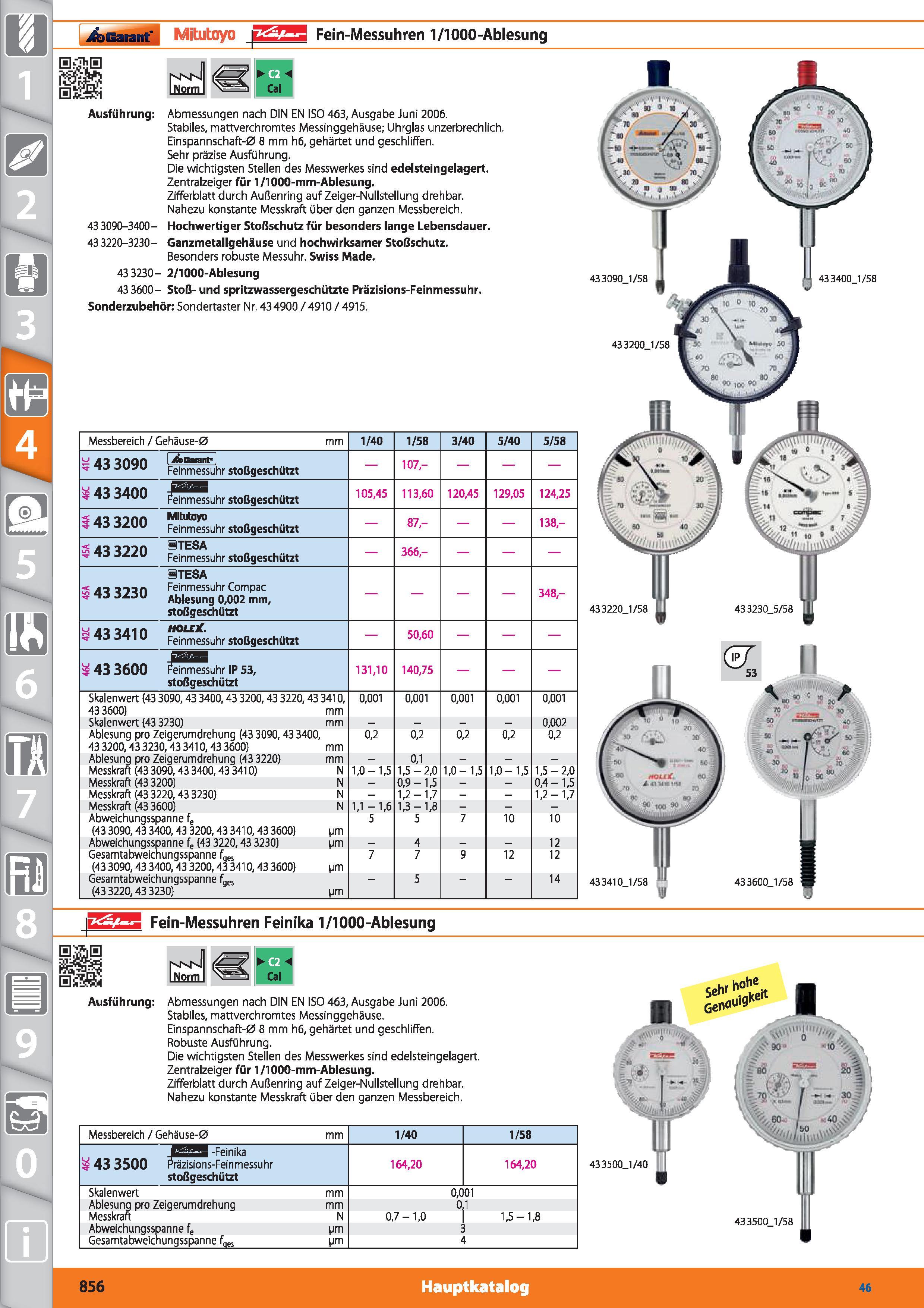 856 Garant Mitutoyo _JS3 Fein-Messuhren 1/1000-Ablesung Ausführung 43 3090-3400-43 3220-3230- Abmessungen nach DIN EN ISO 463, Ausgabe Juni 2006 Каталог HOFFMANN GROUP 2015 Инструмент режущий слесарный измерительный абразивный Оборудование Комплексные поставки для промышленных предприятий DEU Стр. 856