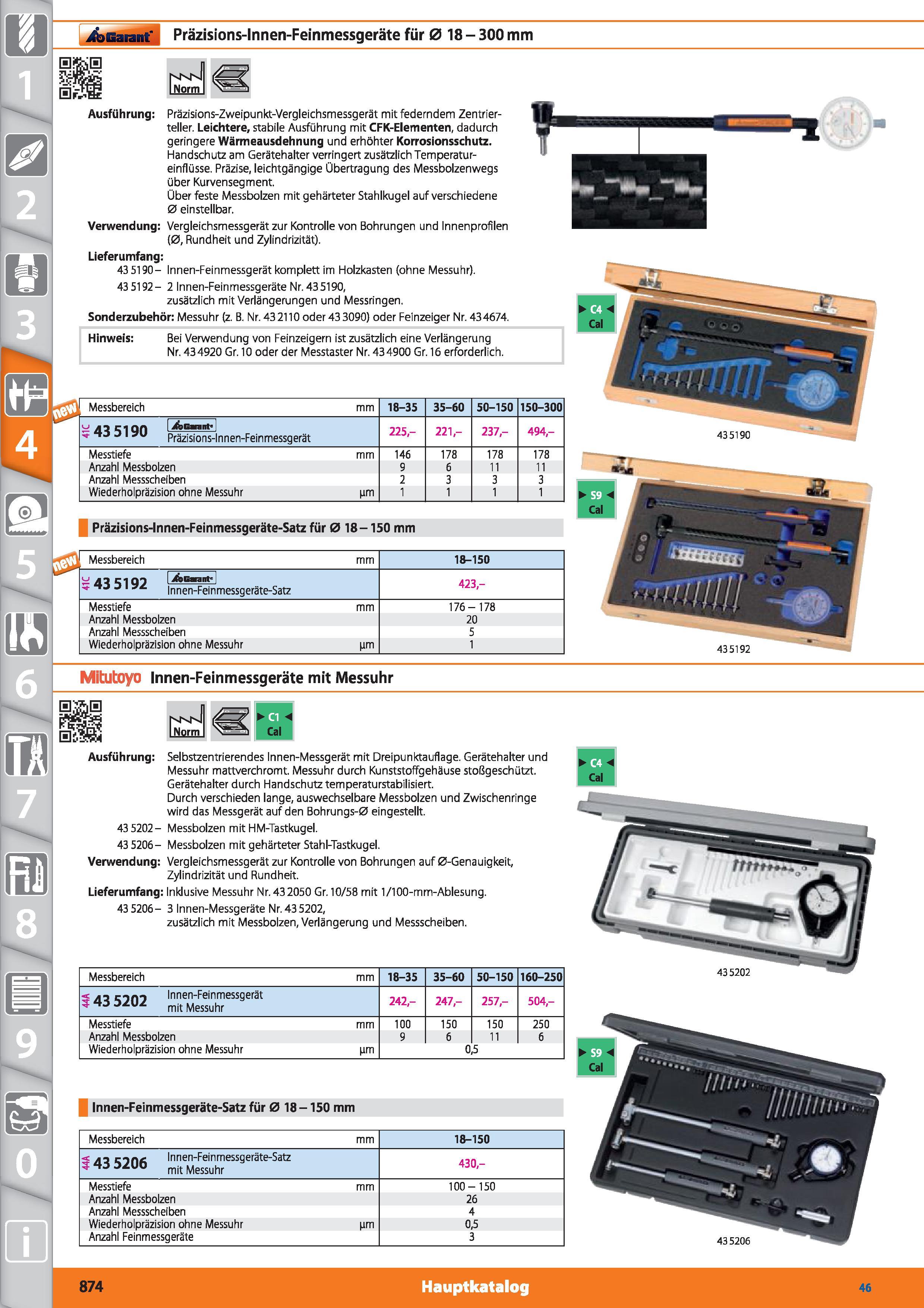 874 Garant t Präzisions-Innen-Feinmessgeräte für 0 18 - 300 mm Ausführung Präzisions-Zweipunkt-Vergleichsmessgerät mit federndem Zentrierteller Каталог HOFFMANN GROUP 2015 Инструмент режущий слесарный измерительный абразивный Оборудование Комплексные поставки для промышленных предприятий DEU Стр. 874