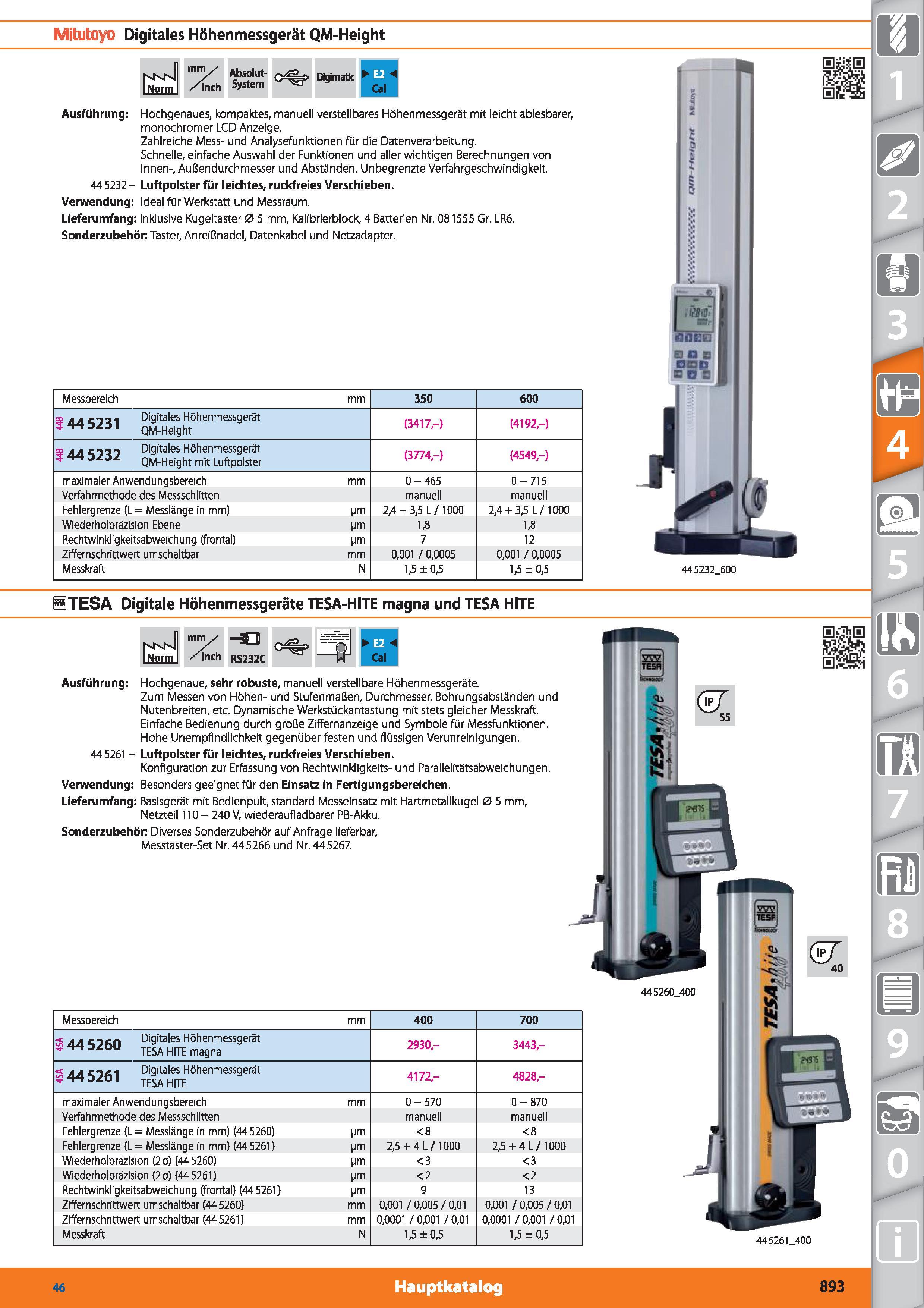 893 Mitutoyo Digitales Höhenmessgerät QM-Height mm✓ /inch Absolut- System Digknatic Ausführung Hochgenaues, kompaktes, manuell verstellbares Höh Каталог HOFFMANN GROUP 2015 Инструмент режущий слесарный измерительный абразивный Оборудование Комплексные поставки для промышленных предприятий DEU Стр. 893