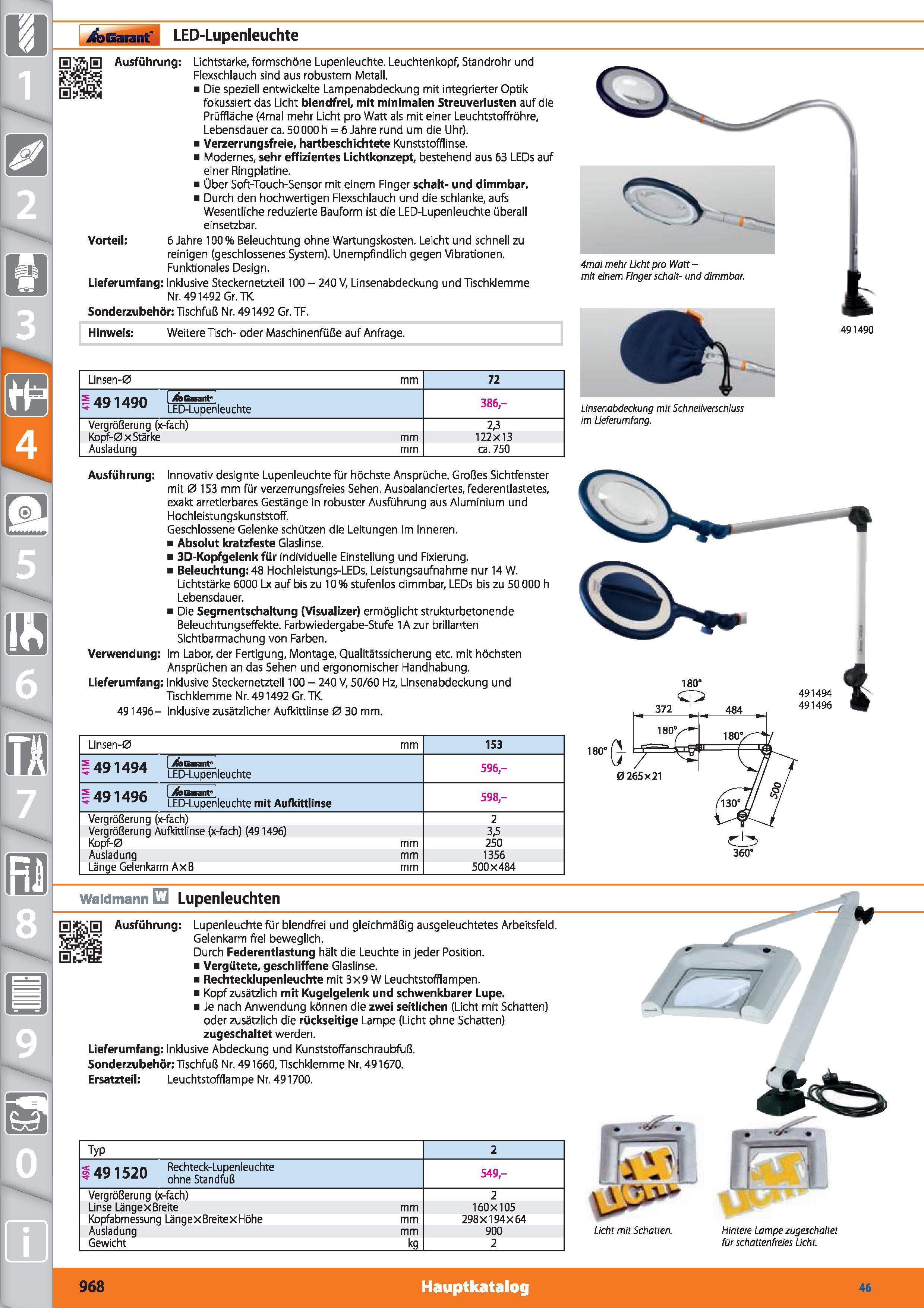 968 Garant LED-Lupenleuchte Ausführung Lichtstarke, formschöne Lupenleuchte Leuchtenkopf, Standrohr und Flexschlauch sind aus robustem Metall Di Каталог HOFFMANN GROUP 2015 Инструмент режущий слесарный измерительный абразивный Оборудование Комплексные поставки для промышленных предприятий DEU Стр. 968
