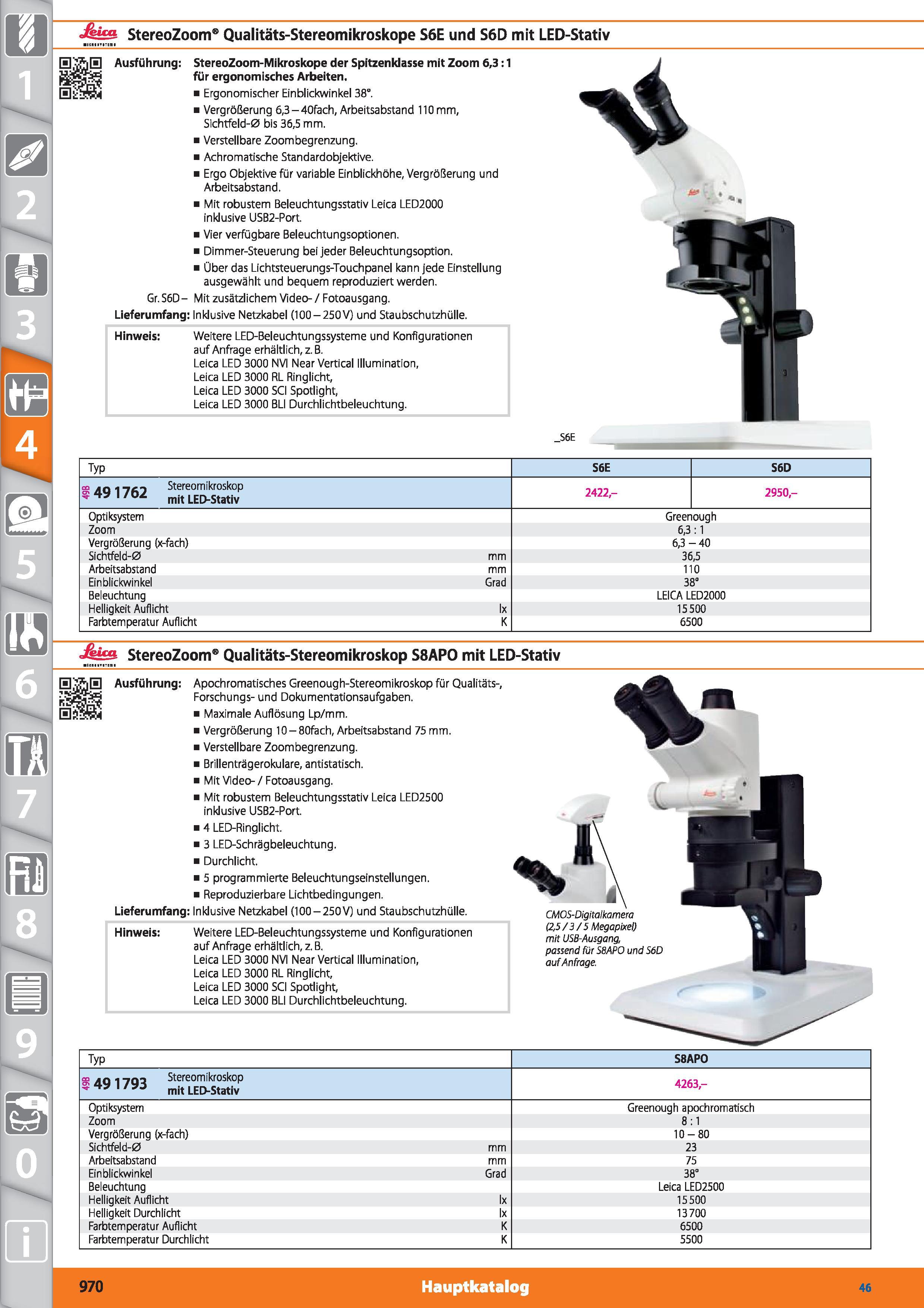 970 < S StereoZoom Qualitäts-Stereomikroskope S6E und S6D mit LED-Stativ Ausführung StereoZoom-Mikroskope der Spitzenklasse mit Zoom 6,3:1 für e Каталог HOFFMANN GROUP 2015 Инструмент режущий слесарный измерительный абразивный Оборудование Комплексные поставки для промышленных предприятий DEU Стр. 970