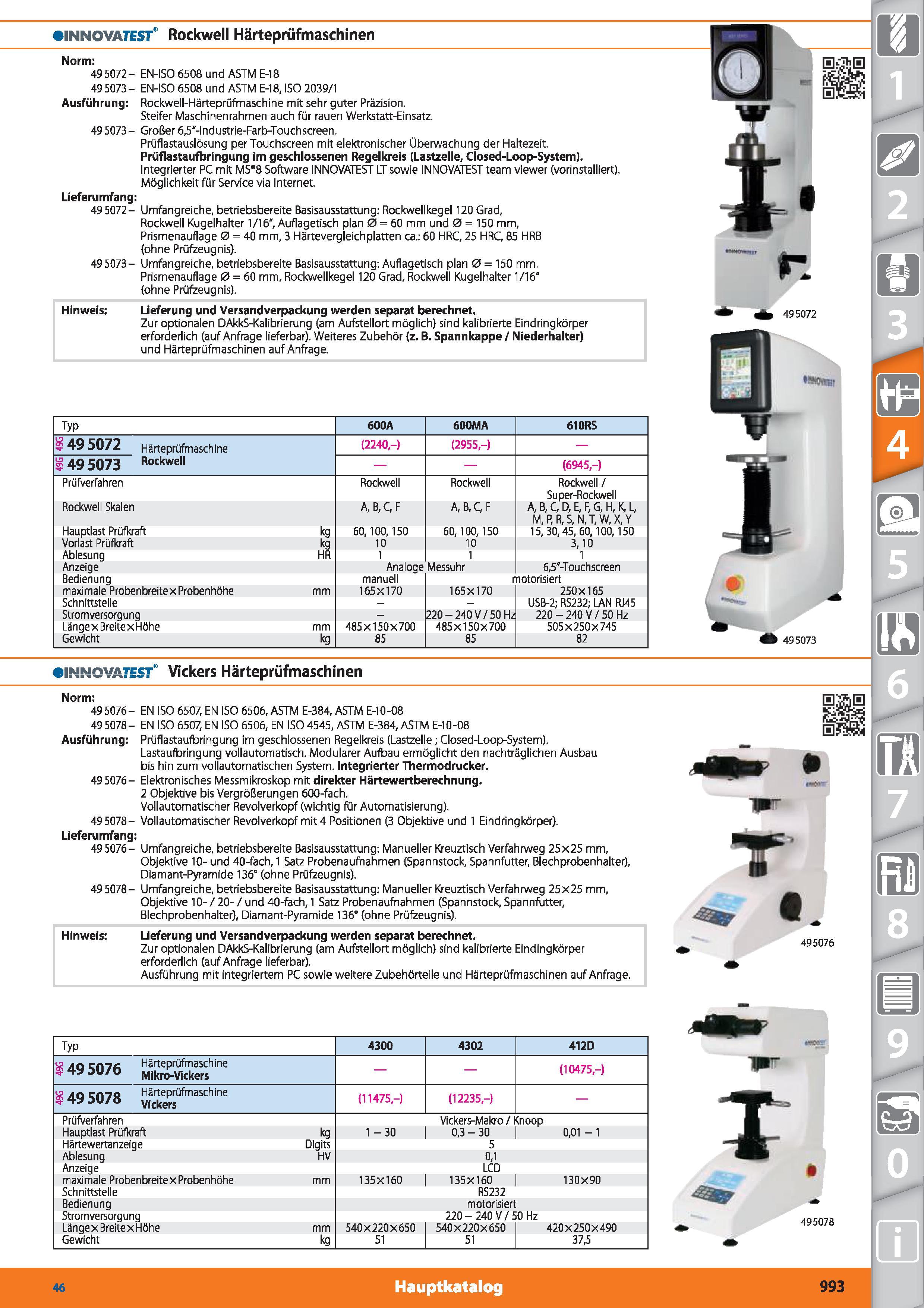 993 INNOYATESr' Rockwell Härteprüfmaschinen Norm 49 5072-49 5073-Ausführung 49 5073- Lieferumfang 49 5072- 49 5073- EN-ISO 6508 und ASTM E-18 EN Каталог HOFFMANN GROUP 2015 Инструмент режущий слесарный измерительный абразивный Оборудование Комплексные поставки для промышленных предприятий DEU Стр. 993