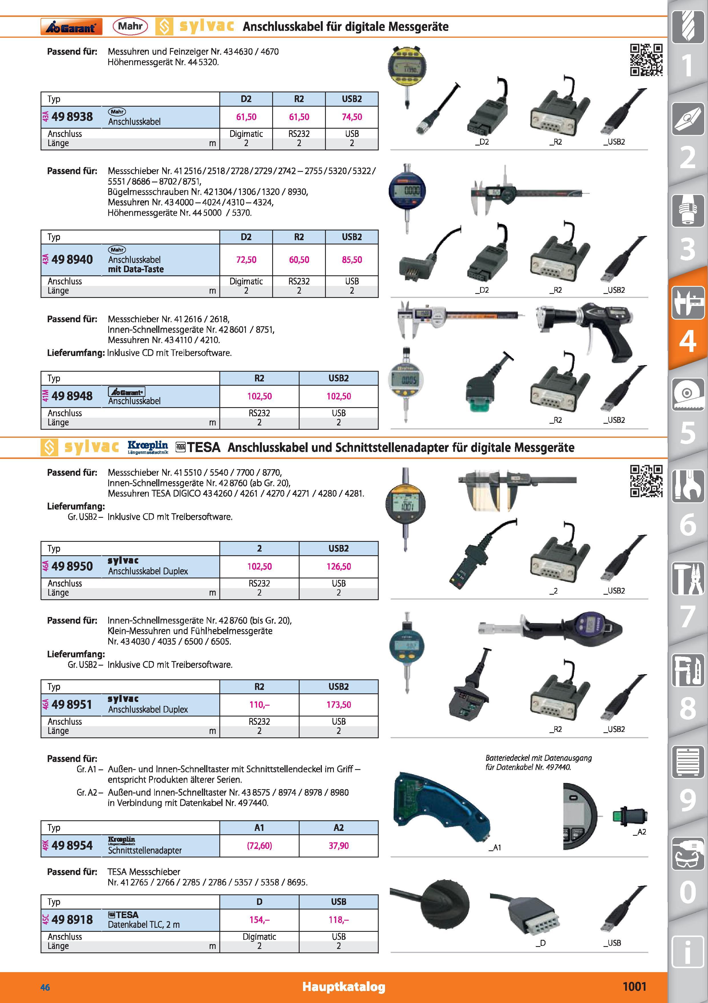 1001 Xb Garant C ) Anschlusskabel für digitale Messgeräte Passend für Messuhren und Feinzeiger Nr 434630 / 4670 Höhenmessgerät Nr 445320 Typ D2 R Каталог HOFFMANN GROUP 2015 Инструмент режущий слесарный измерительный абразивный Оборудование Комплексные поставки для промышленных предприятий DEU Стр. 1001
