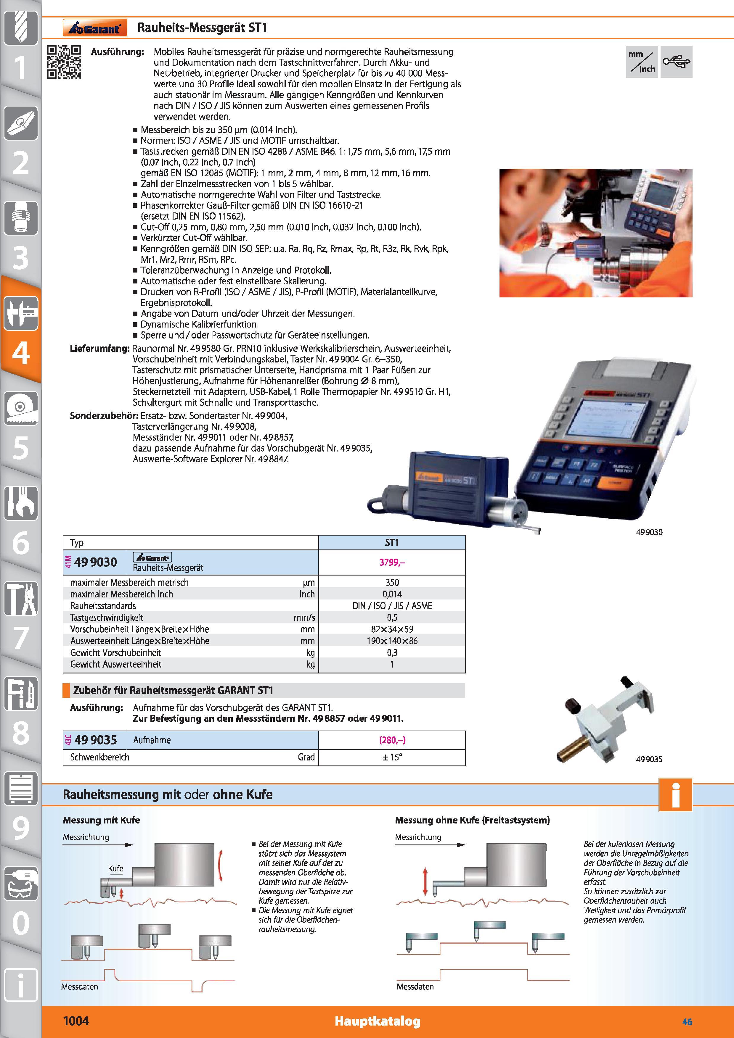 1004 Garant Rauheits-Messgerät ST1 Da (Ul Ausführung Mobiles Rauheitsmessgerät für präzise und normgerechte Rauheitsmessung und Dokumentation nac Каталог HOFFMANN GROUP 2015 Инструмент режущий слесарный измерительный абразивный Оборудование Комплексные поставки для промышленных предприятий DEU Стр. 1004