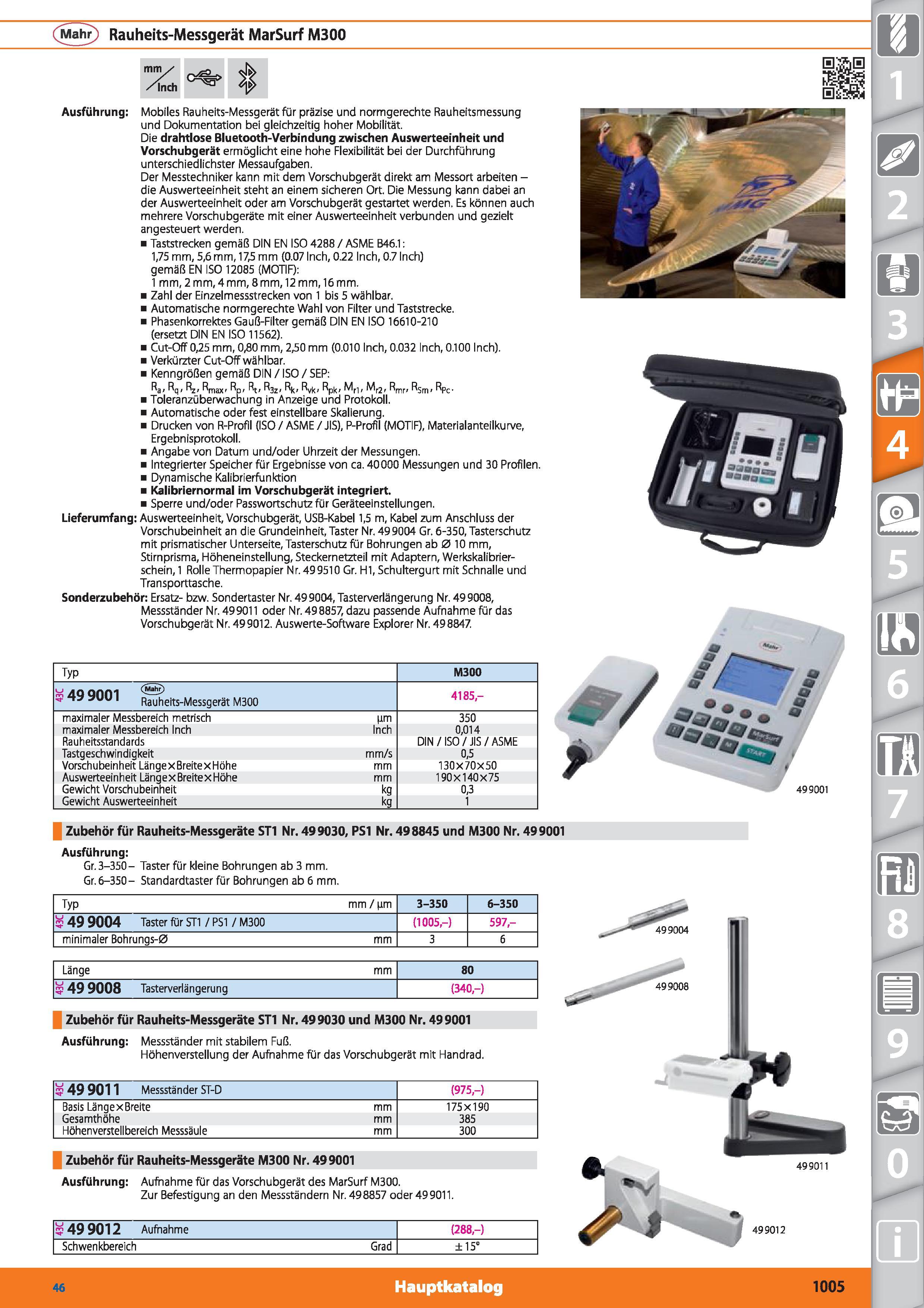 1005 (Mahr) Rauheits-Messgerät MarSurf M300 mm/ /Inch Ausführung Mobiles Rauheits-Messgerät für präzise und normgerechte Rauheitsmessung und Doku Каталог HOFFMANN GROUP 2015 Инструмент режущий слесарный измерительный абразивный Оборудование Комплексные поставки для промышленных предприятий DEU Стр. 1005