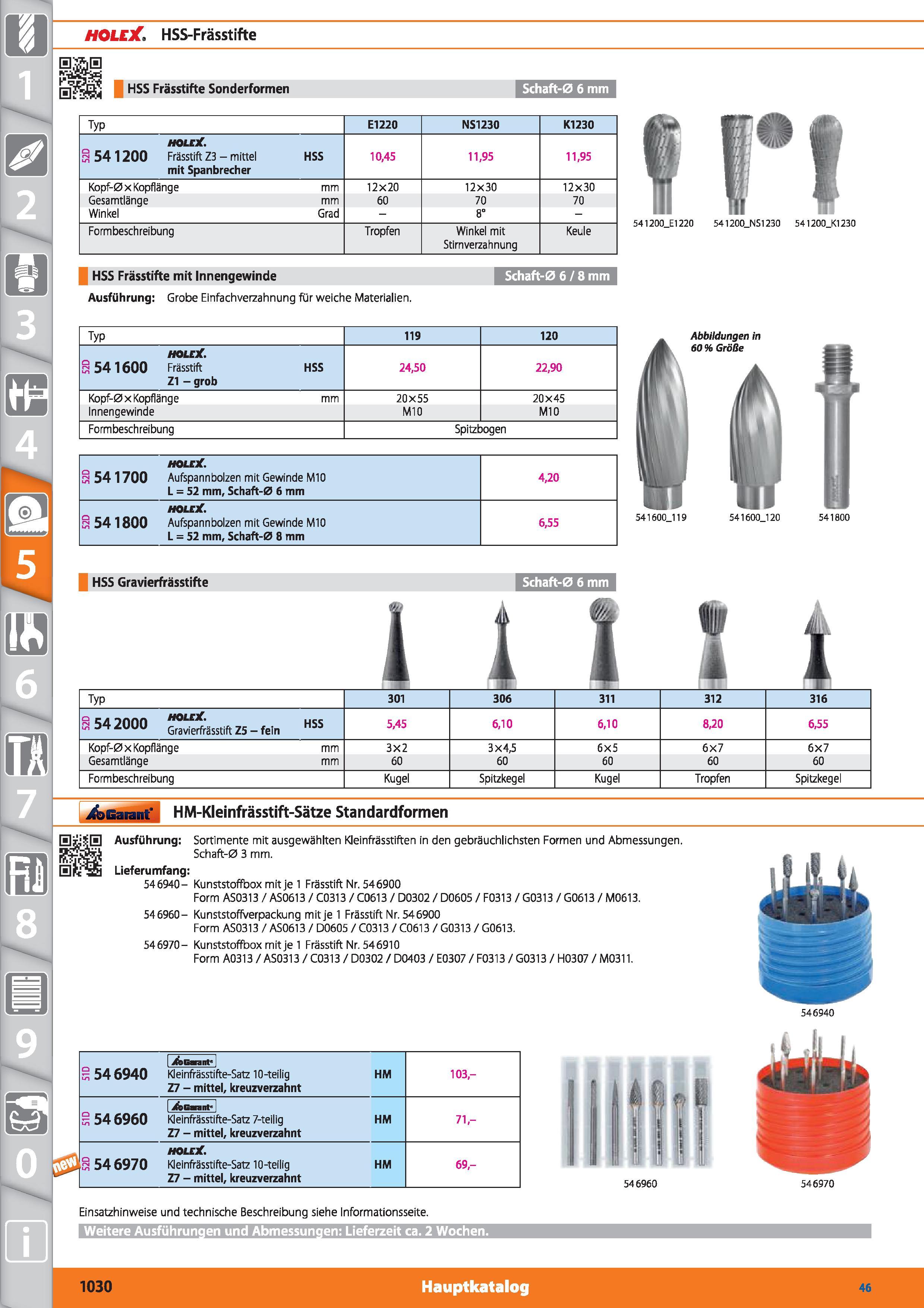 1030 m 1 HOLEJC HSS-Frässtifte Sias FiVii HSS Frässtifte Sonderformen Schaft-0 6 mm Typ El 220 NS1230 Kl 230 holbC 54 1200 Frässtift Z3 - mittel Каталог HOFFMANN GROUP 2015 Инструмент режущий слесарный измерительный абразивный Оборудование Комплексные поставки для промышленных предприятий DEU Стр. 1030