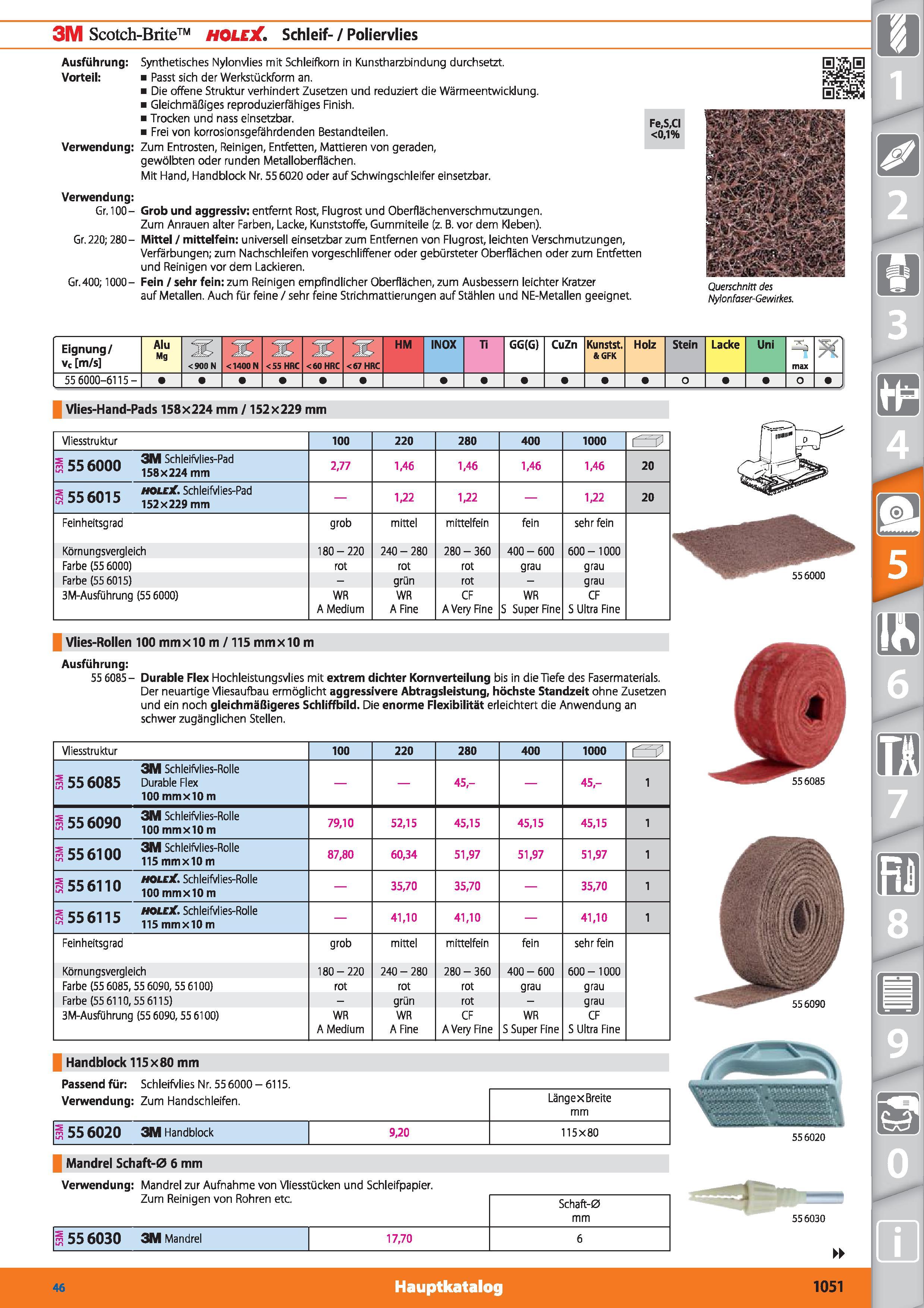 1051 3M Scotch-Brite HOLEX Schleif- / Poliervlies Ausführung Synthetisches Nylonvlies mit Schleifkom in Kunstharzbindung durchsetzt Vorteil Passt Каталог HOFFMANN GROUP 2015 Инструмент режущий слесарный измерительный абразивный Оборудование Комплексные поставки для промышленных предприятий DEU Стр. 1051