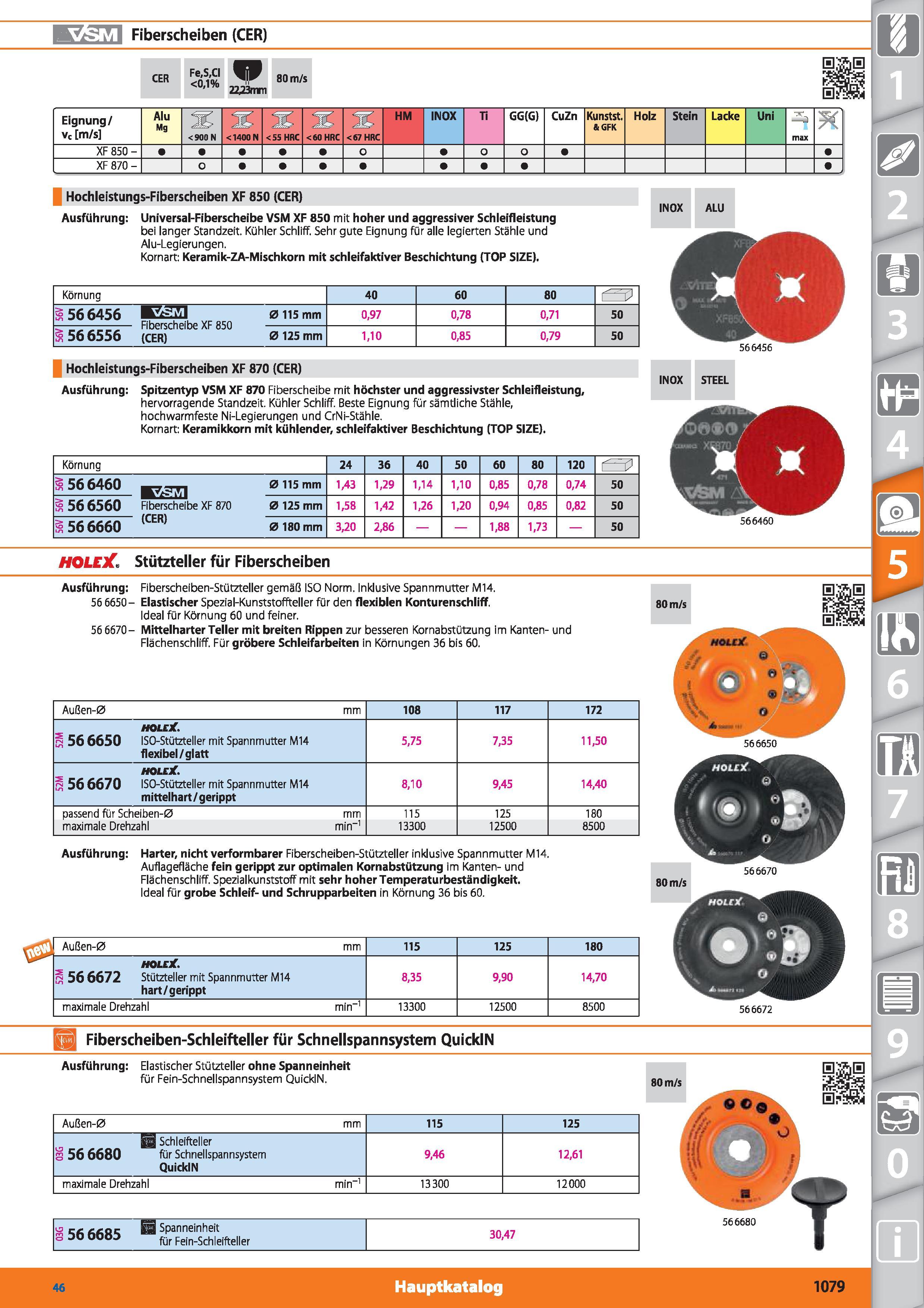 1079 Fiberscheiben (CER) CER Fe S CI <0,1% fP 80 m/s EysB 22,23mm Eignung/ vc m/s Alu Mg <900 N <1400 N <55 HRC <60 HRC <67 HRC HM INOX Ti GG(G) Каталог HOFFMANN GROUP 2015 Инструмент режущий слесарный измерительный абразивный Оборудование Комплексные поставки для промышленных предприятий DEU Стр. 1079