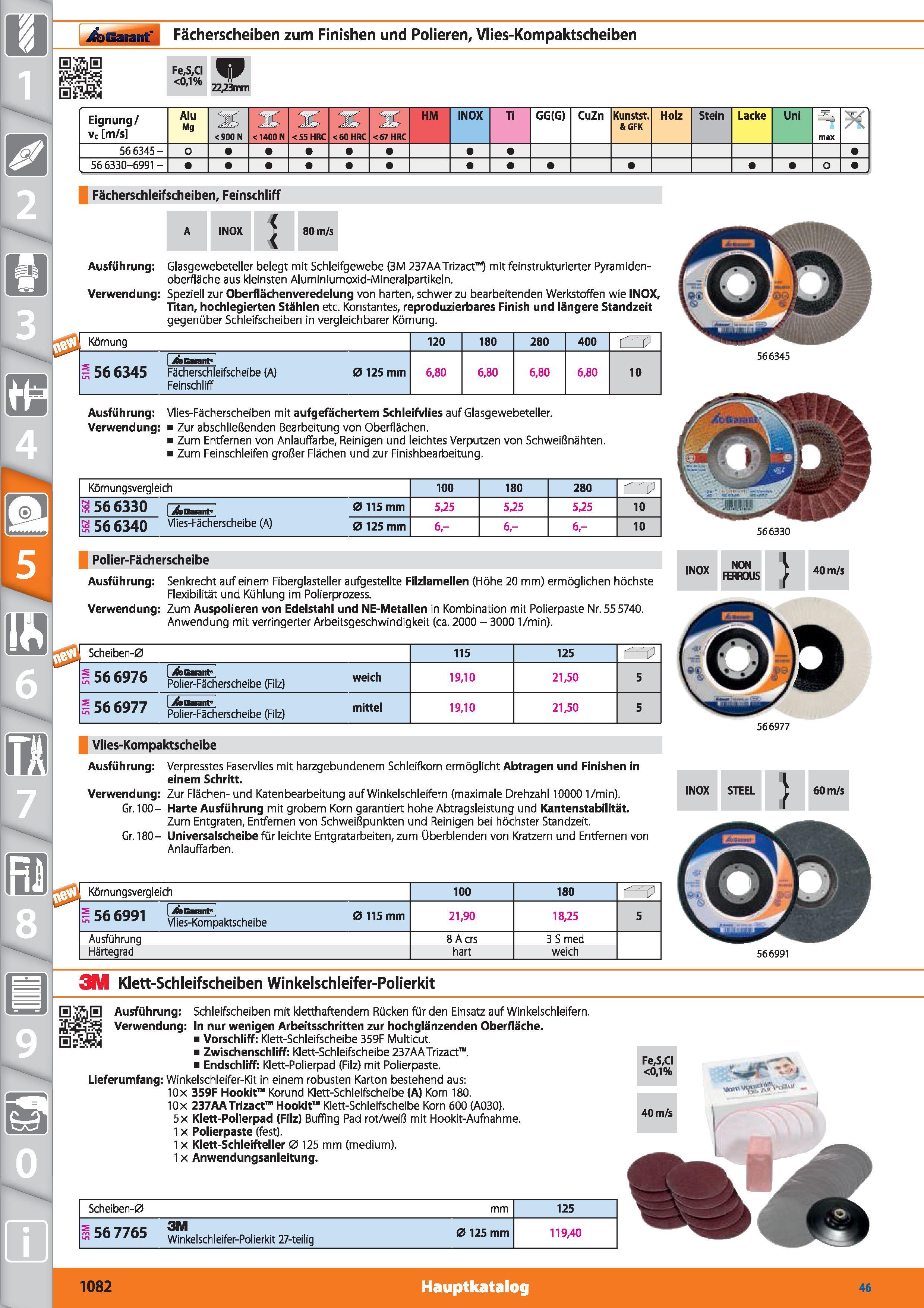 1082 m 1 ioBaarf Fächerscheiben zum Finishen und Polieren, Vlies-Kompaktscheiben Fe,S,CI <0,1% 22,23mm Eignung/ vc m/s Alu Mg <900 N <1400 N <55 Каталог HOFFMANN GROUP 2015 Инструмент режущий слесарный измерительный абразивный Оборудование Комплексные поставки для промышленных предприятий DEU Стр. 1082