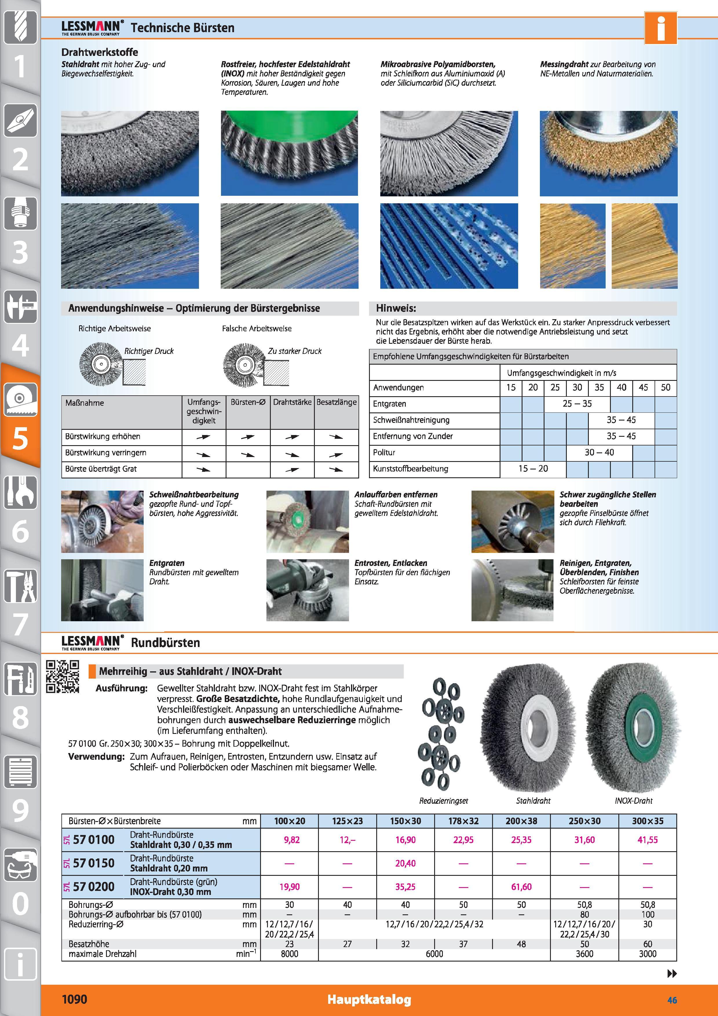 1090 LESSMANN’ Technische Bürsten THE 6ERMAN BRUSH COMPANY Drahtwerkstoffe Stahldraht mit hoher Zug- und Biegewechselfestigkeit Rostfreier, hochf Каталог HOFFMANN GROUP 2015 Инструмент режущий слесарный измерительный абразивный Оборудование Комплексные поставки для промышленных предприятий DEU Стр. 1090