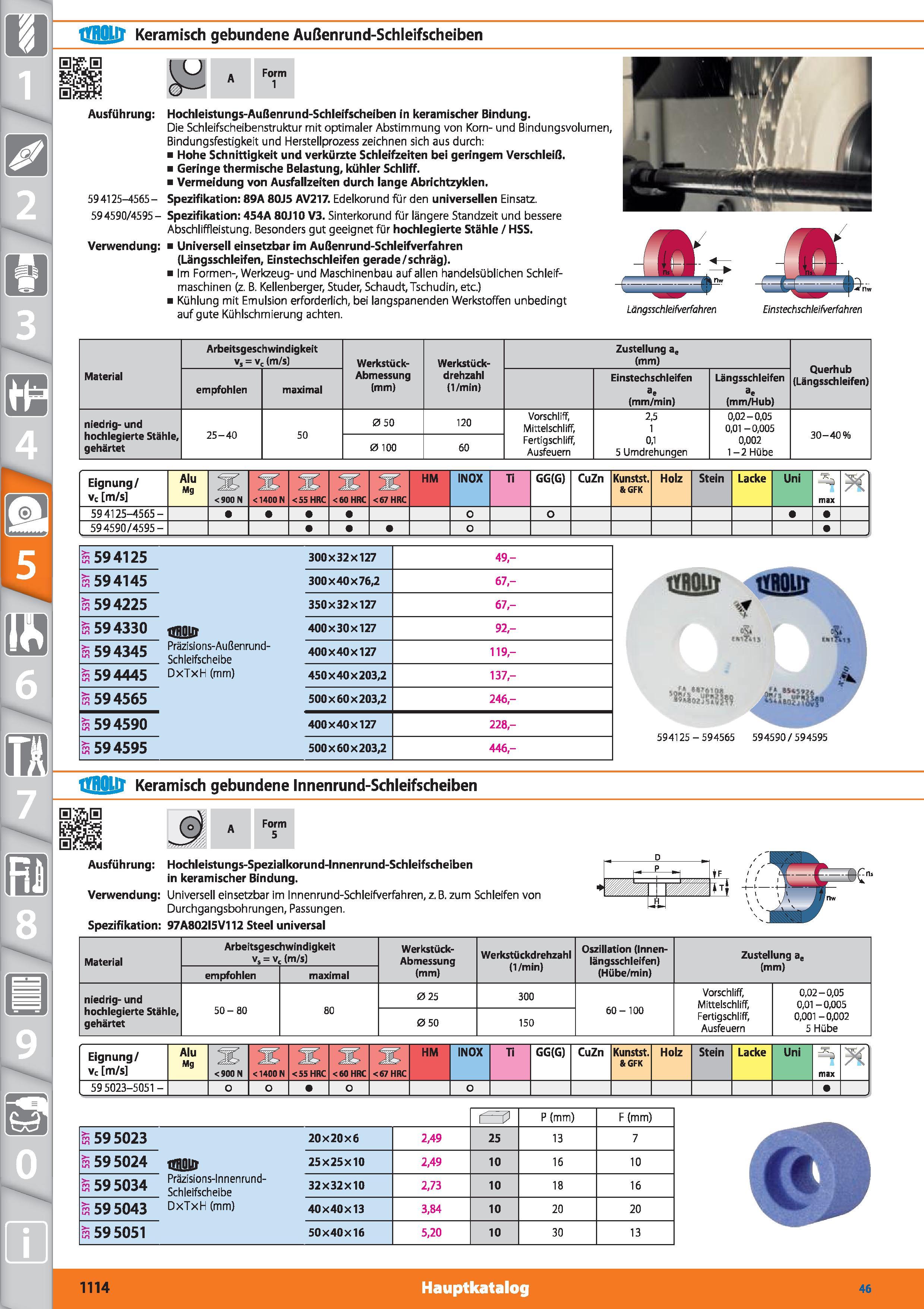 1114 m 1 tfBOUT Keramisch gebundene Außenrund-Schleifscheiben Ausführung 594125-4565- 594590/4595- Verwendung Material Arbeitsgeschwindigkeit vs Каталог HOFFMANN GROUP 2015 Инструмент режущий слесарный измерительный абразивный Оборудование Комплексные поставки для промышленных предприятий DEU Стр. 1114