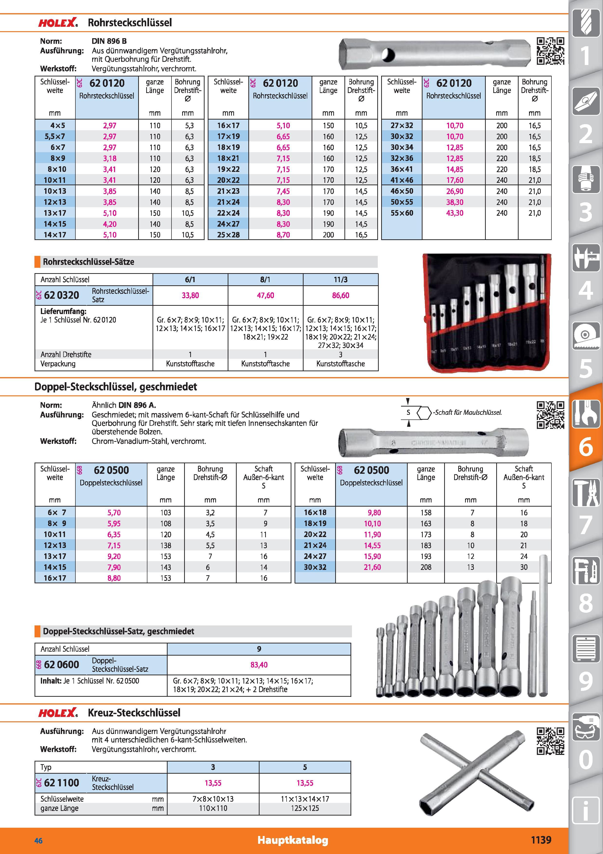 1139 HOLEX Rohrsteckschlüssel Norm DIN 896 B Ausführung Aus dünnwandigem Vergütungsstahlrohr, mit Querbohrung für Drehstift Werkstoff Vergütungss Каталог HOFFMANN GROUP 2015 Инструмент режущий слесарный измерительный абразивный Оборудование Комплексные поставки для промышленных предприятий DEU Стр. 1139