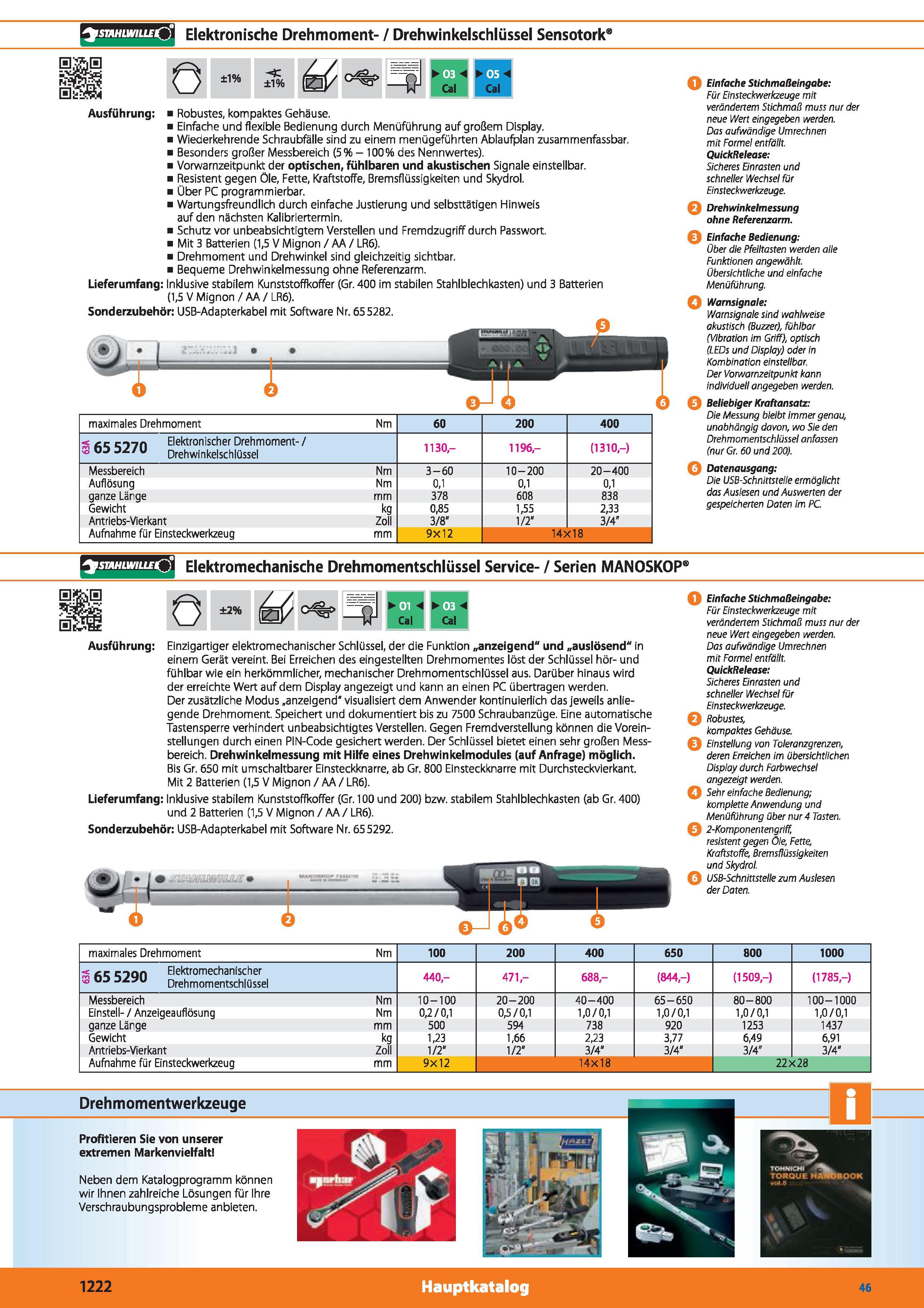 1222 STAHLWILLEt ) Elektronische Drehmoment- / Drehwinkelschlüssel Sensotork' Ö ±1% c ±i% Ausführung Robustes, kompaktes Gehäuse Einfache und fle Каталог HOFFMANN GROUP 2015 Инструмент режущий слесарный измерительный абразивный Оборудование Комплексные поставки для промышленных предприятий DEU Стр. 1222