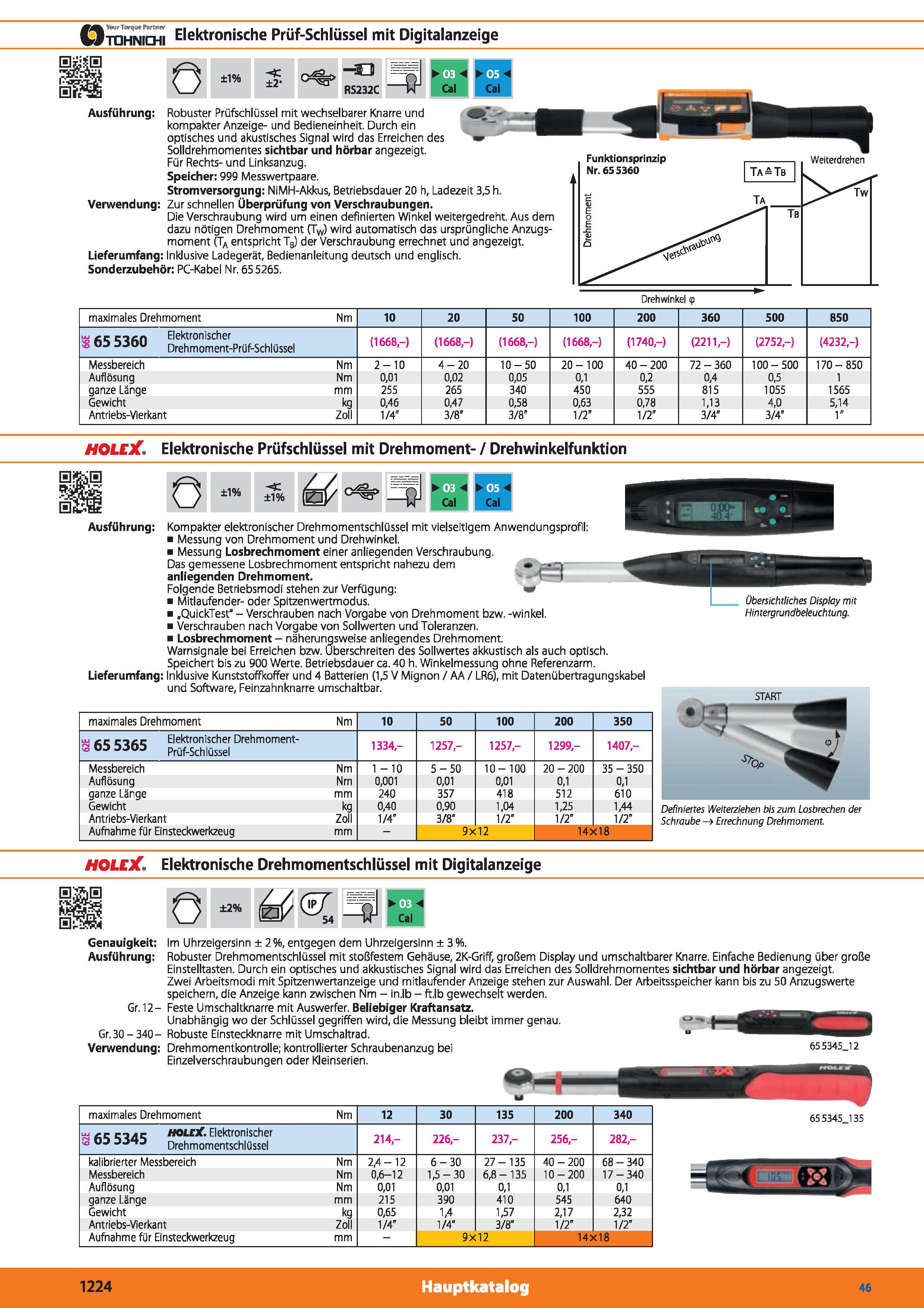 1224 Otohnichi Elektronische Prüf-Schlüssel mit Digitalanzeige 0 ±1% c -o =4 05 ±2' RS232C Cal Cal Ausführung Robuster Prüfschlüssel mit wechselb Каталог HOFFMANN GROUP 2015 Инструмент режущий слесарный измерительный абразивный Оборудование Комплексные поставки для промышленных предприятий DEU Стр. 1224