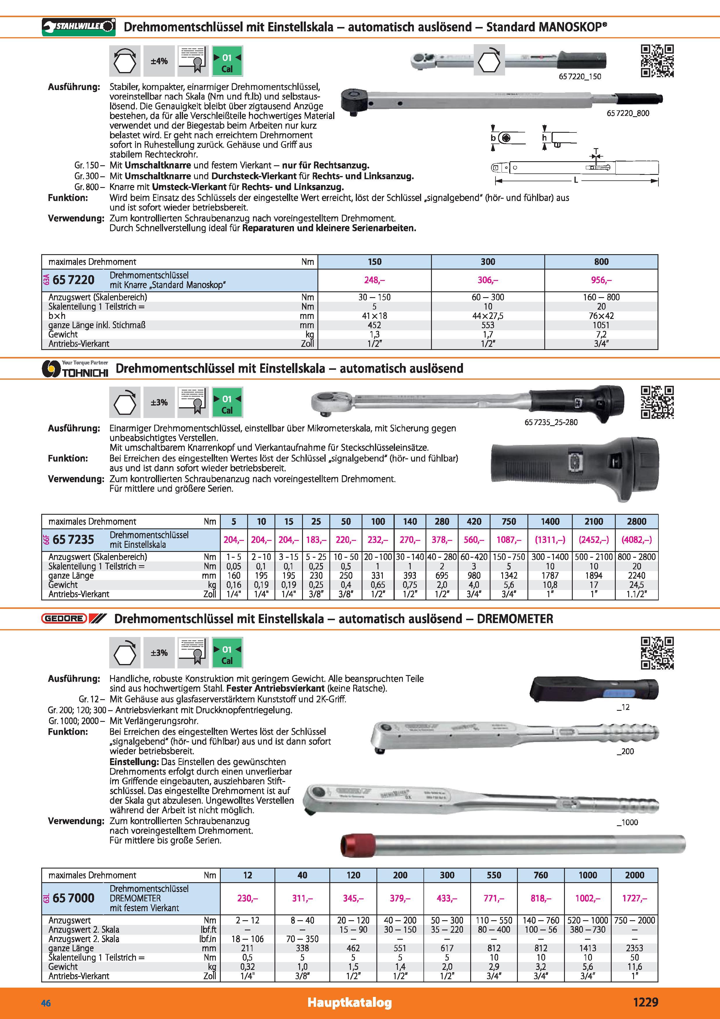 1229 STAHLWIU EI3 Drehmomentschlüssel mit Einstellskala - automatisch auslösend - Standard MANOSKOP 0 ±4% v h 65 7220_150 hT“ Ausführung Stabiler Каталог HOFFMANN GROUP 2015 Инструмент режущий слесарный измерительный абразивный Оборудование Комплексные поставки для промышленных предприятий DEU Стр. 1229