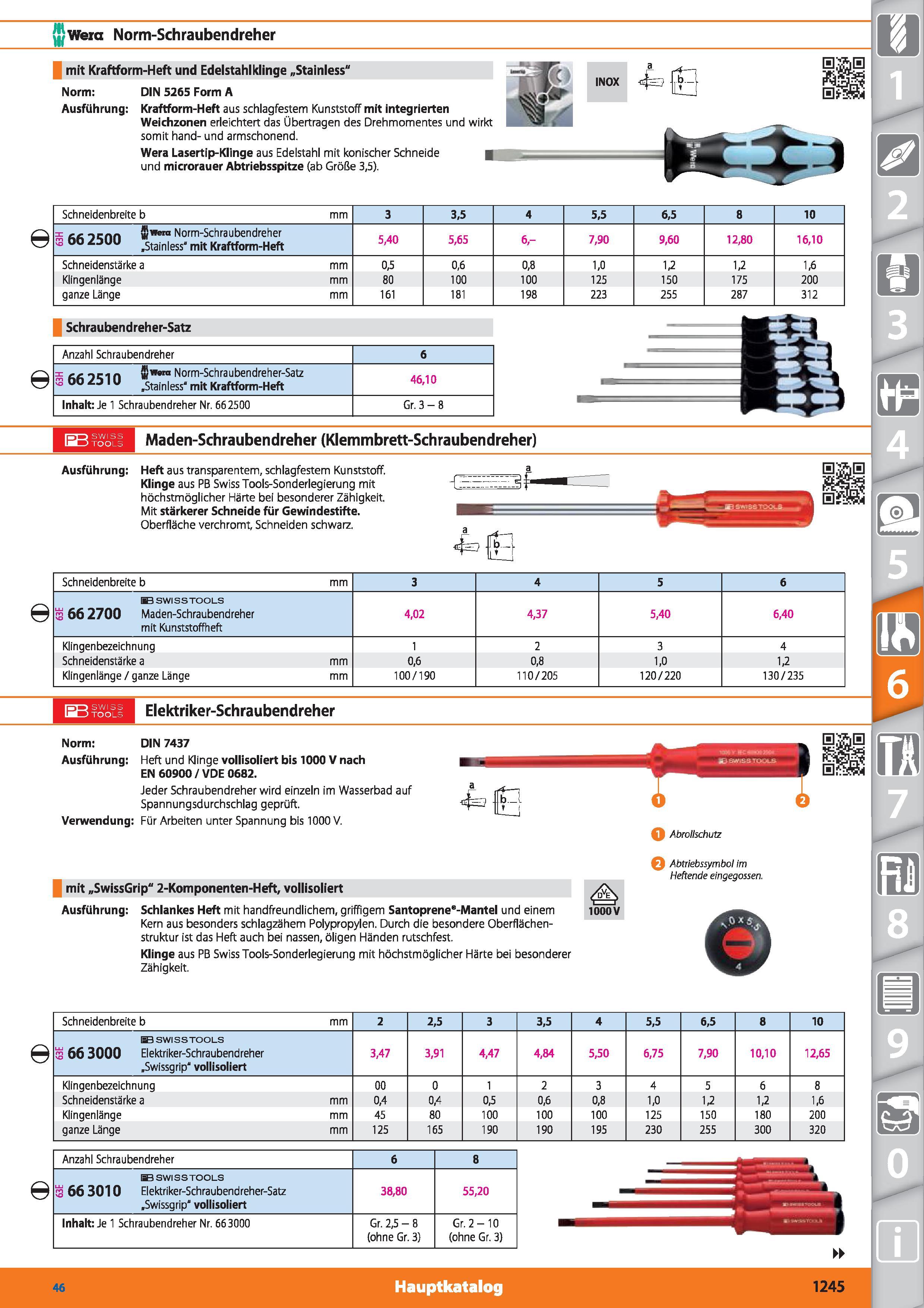 1245 Wera Norm-Schraubendreher mit Kraftform-Heft und Edelstahl klinge „Stainless Norm DIN 5265 Form A Ausführung Kraftform-Heft aus schlagfestem Каталог HOFFMANN GROUP 2015 Инструмент режущий слесарный измерительный абразивный Оборудование Комплексные поставки для промышленных предприятий DEU Стр. 1245