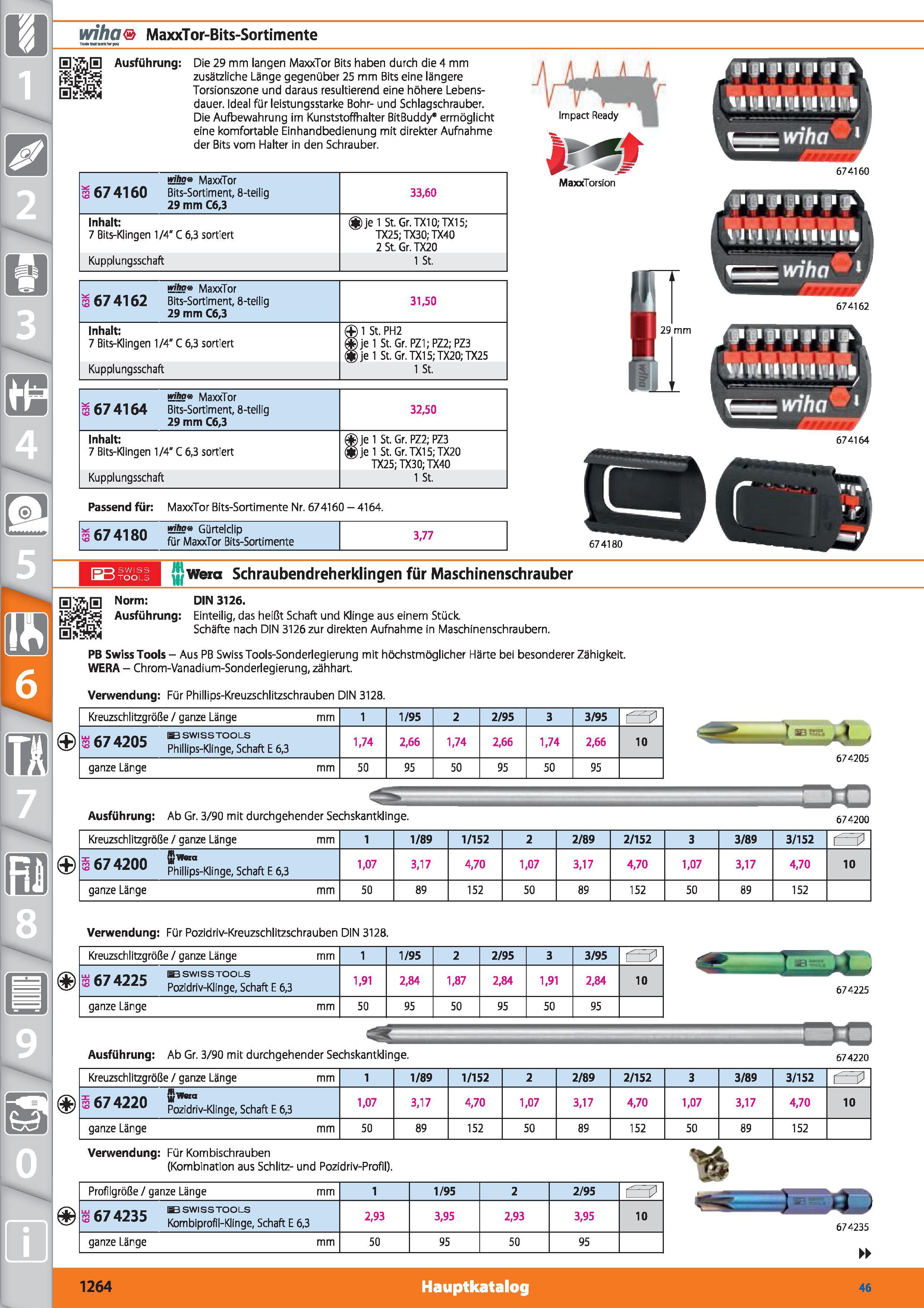 1264 wiha MaxxTor-Bits-Sortimente TWMtnMnHiforieu H Ausführung Die 29 mm langen MaxxTor Bits haben durch die 4 mm zusätzliche Länge gegenüber 25 Каталог HOFFMANN GROUP 2015 Инструмент режущий слесарный измерительный абразивный Оборудование Комплексные поставки для промышленных предприятий DEU Стр. 1264