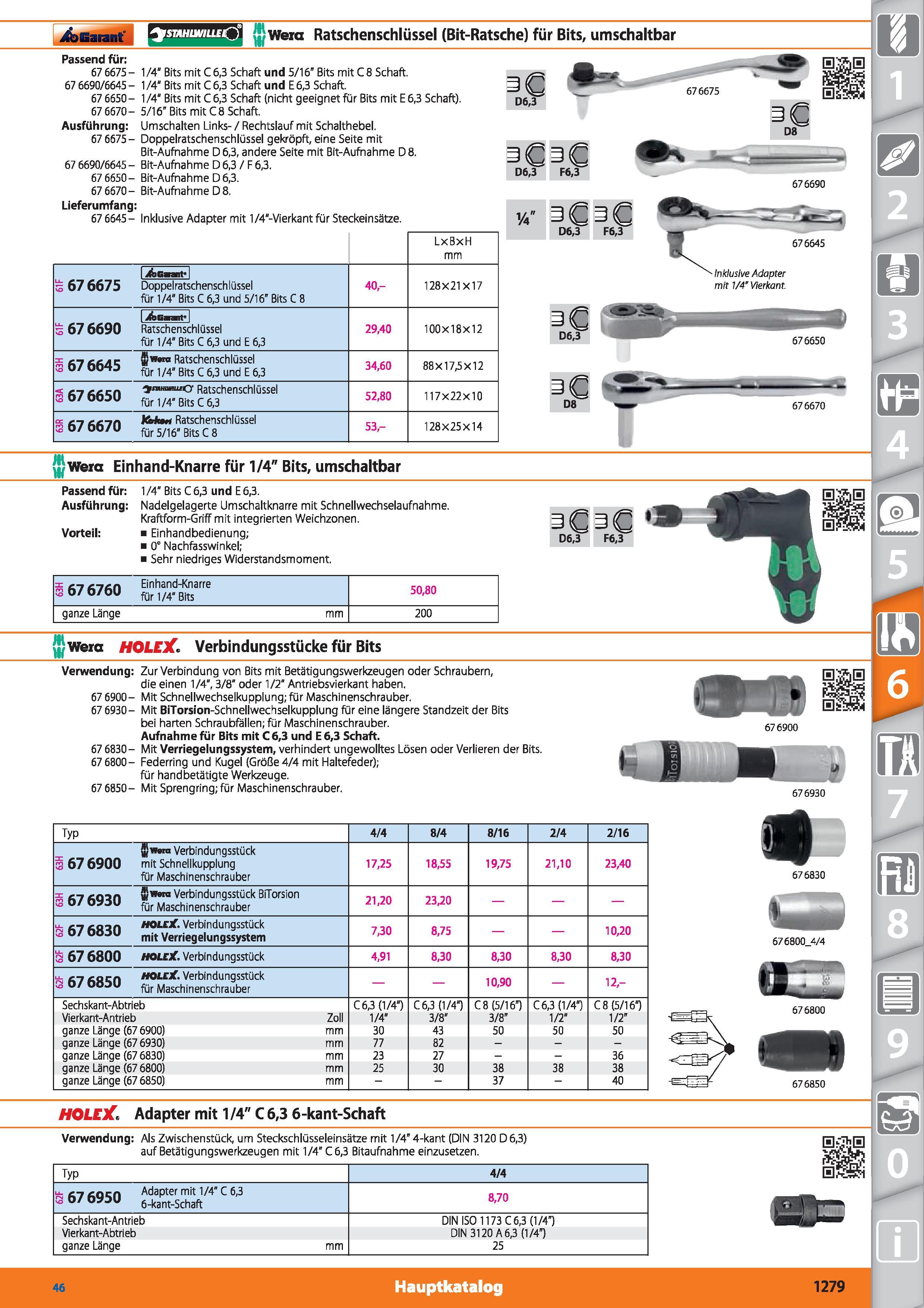 1279 Garant SMHUVILLECC) Wera Ratschenschlüssel (Bit-Ratsche) für Bits, umschaltbar Passend für 67 6675-67 6690/6645-67 6650-67 6670-Ausführung 6 Каталог HOFFMANN GROUP 2015 Инструмент режущий слесарный измерительный абразивный Оборудование Комплексные поставки для промышленных предприятий DEU Стр. 1279