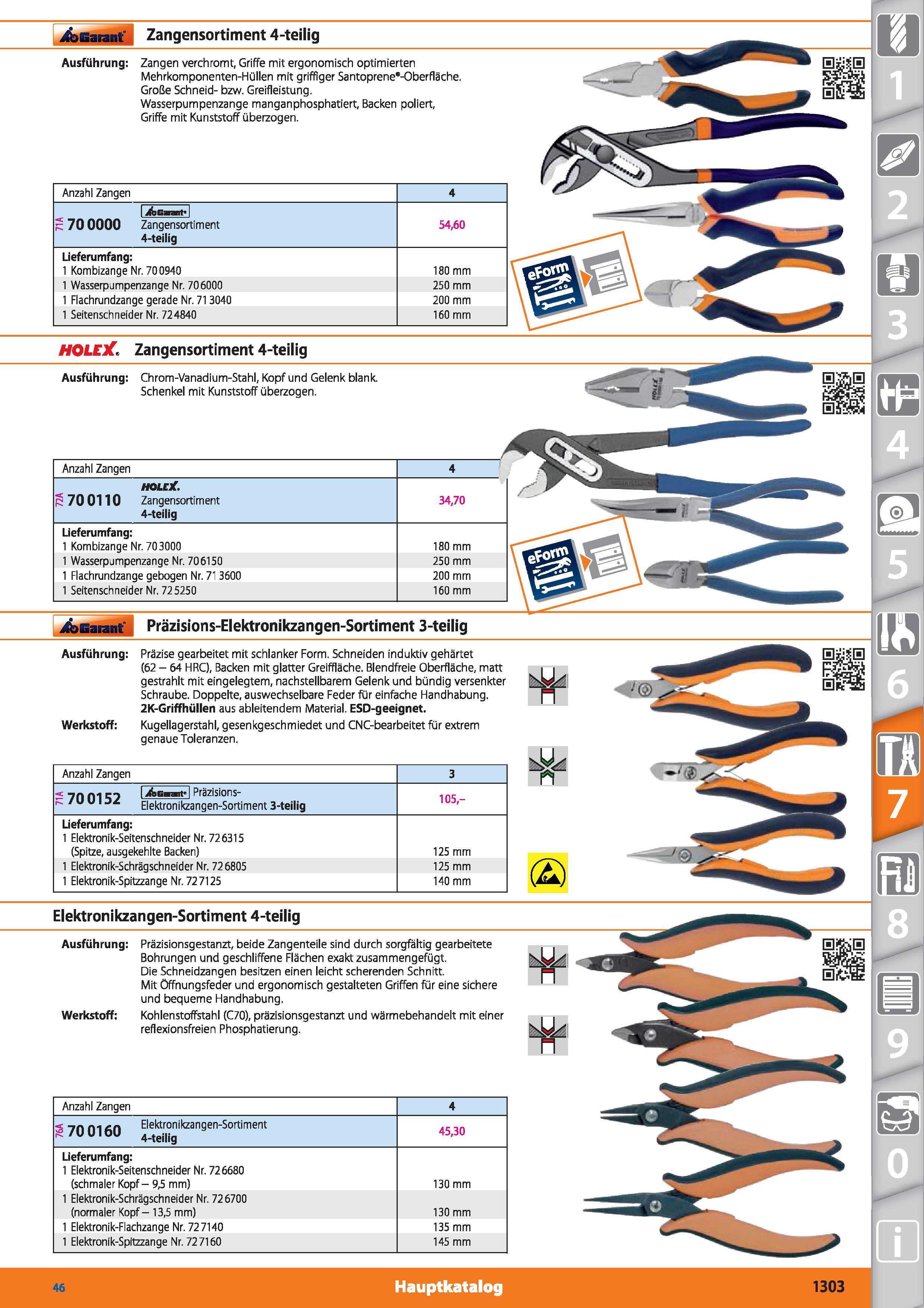 1303 Garant 70 0000 I ifeCMBt Zangensortiment 4-teilig Lieferumfang 1 Kombizange Nr 700940 1 Wasserpumpenzange Nr 706000 1 Flachrundzange gerade Каталог HOFFMANN GROUP 2015 Инструмент режущий слесарный измерительный абразивный Оборудование Комплексные поставки для промышленных предприятий DEU Стр. 1303