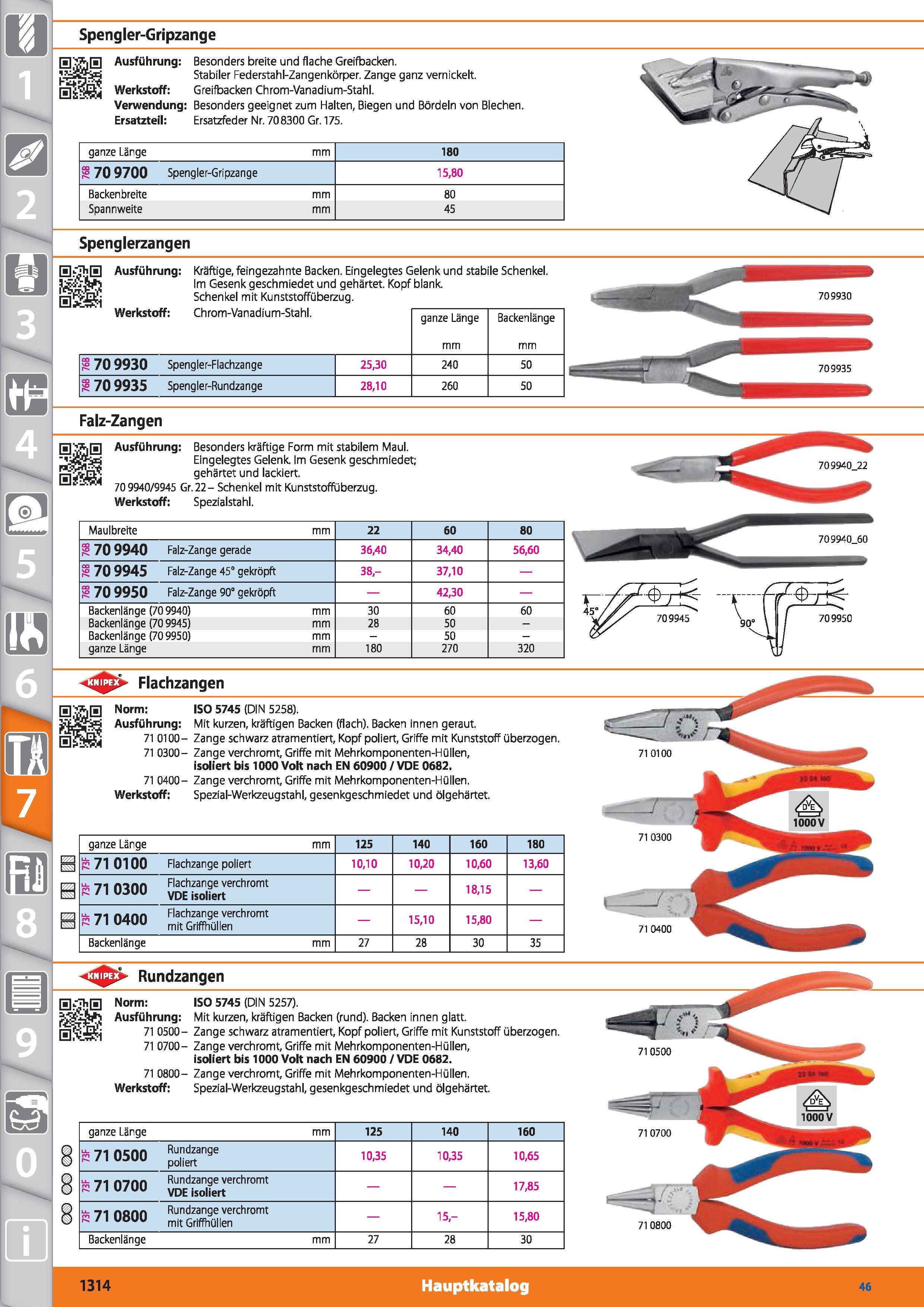 1314 Spengler-Gripzange Ausführung Besonders breite und flache Greifbacken Stabiler Federstahl-Zangenkörper Zange ganz vernickelt Werkstoff Greif Каталог HOFFMANN GROUP 2015 Инструмент режущий слесарный измерительный абразивный Оборудование Комплексные поставки для промышленных предприятий DEU Стр. 1314