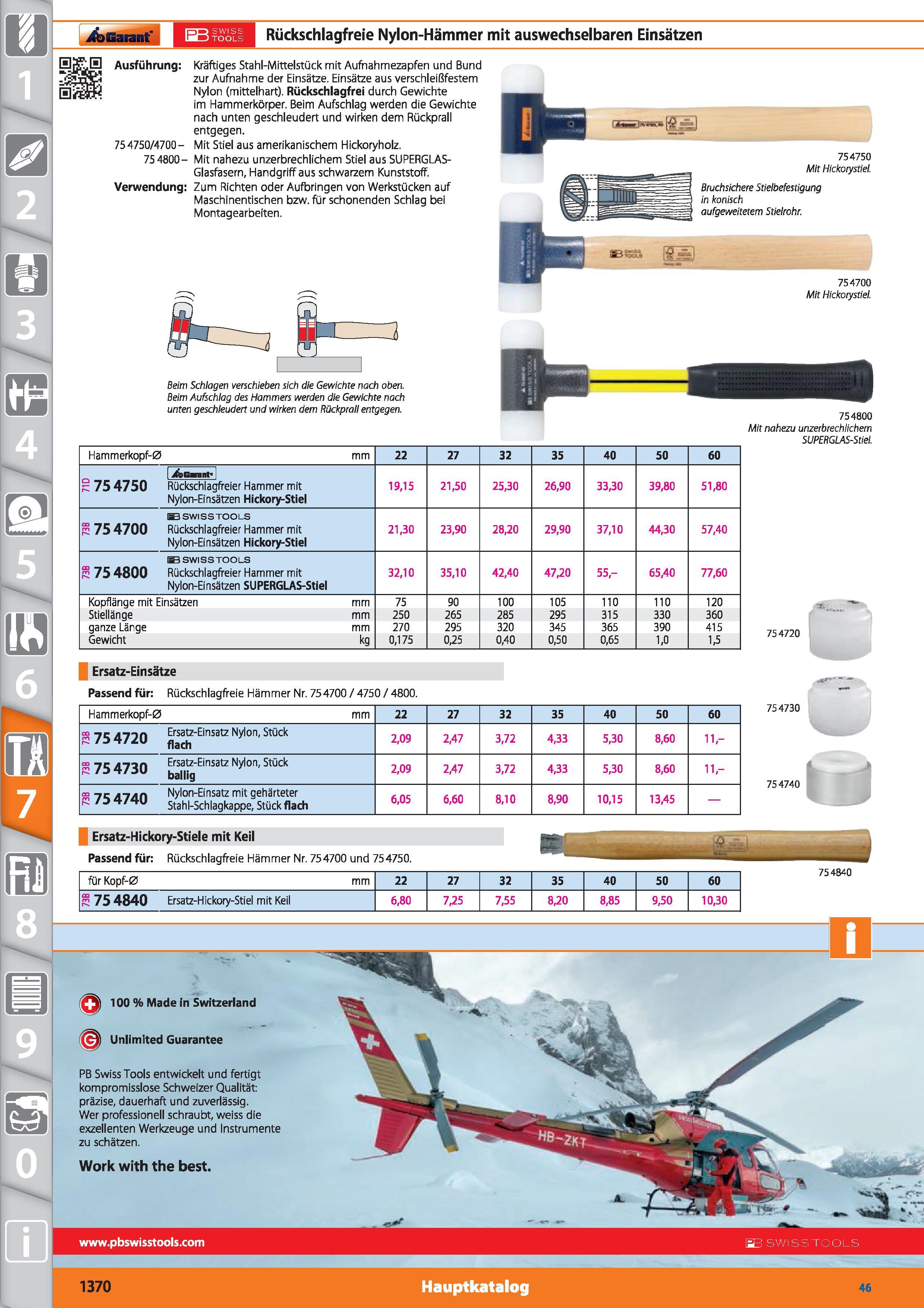 1370 ilbGaiant' 1 1 ) SWISS HD TOOLS Rückschlagfreie Nylon-Hämmer mit auswechselbaren Einsätzen Ausführung Kräftiges Stahl-Mittelstück mit Aufnah Каталог HOFFMANN GROUP 2015 Инструмент режущий слесарный измерительный абразивный Оборудование Комплексные поставки для промышленных предприятий DEU Стр. 1370